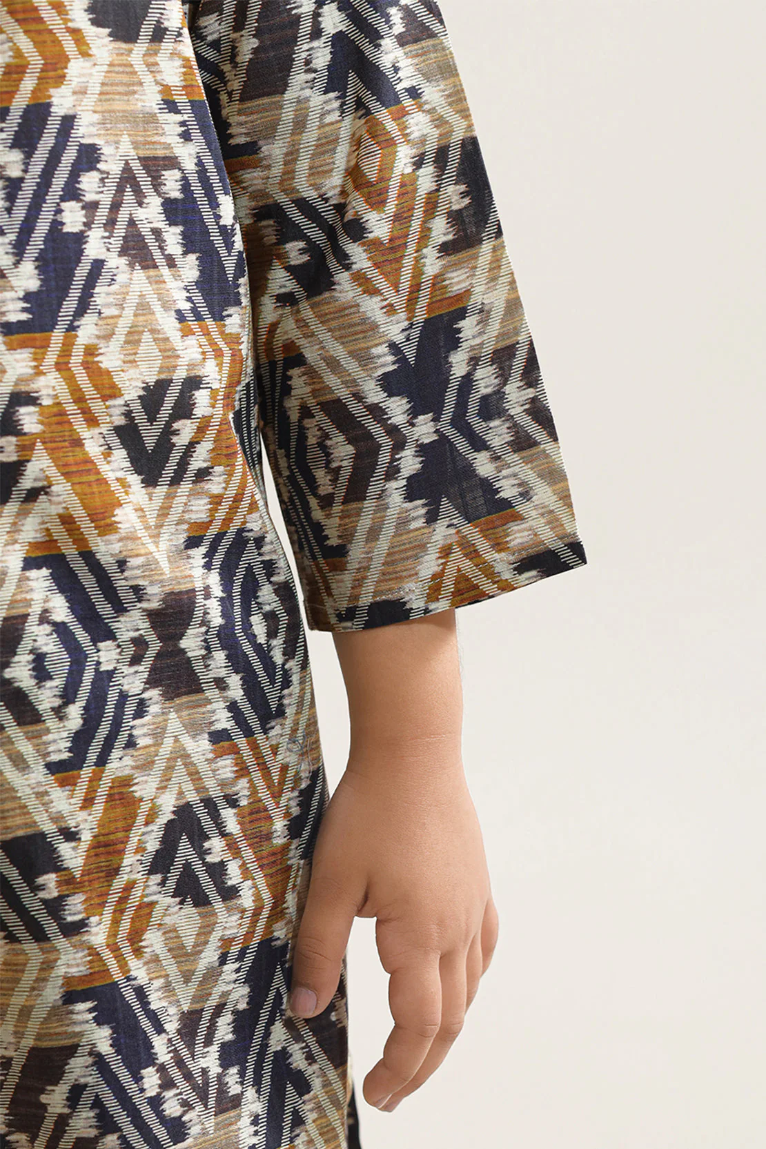 Printed Self Strip Lawn Stitched Shirt For Kids - Image 5