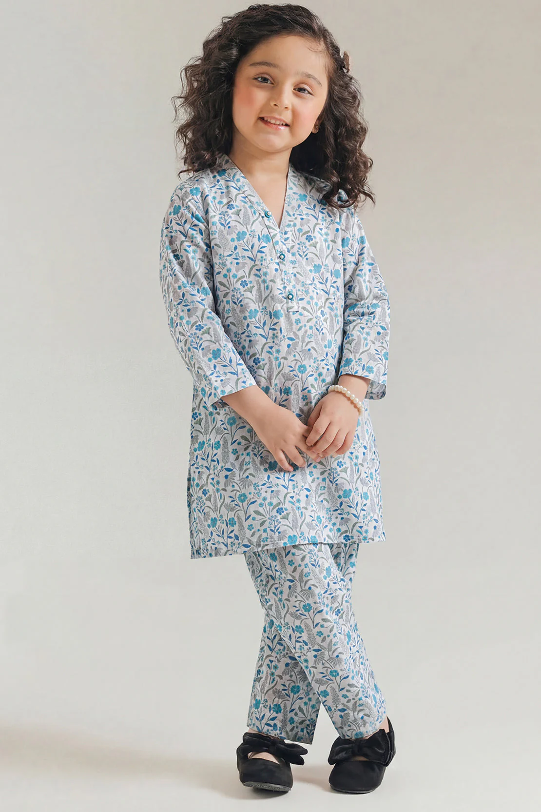 Printed Self Strip Lawn Stitched Shirt For Kids