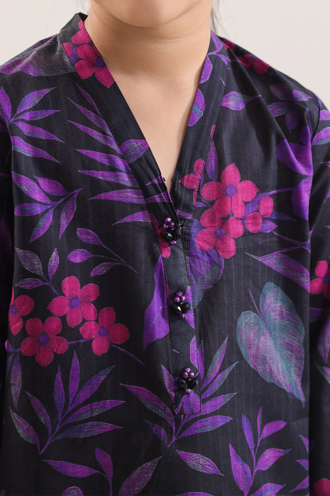 Printed Self Strip Lawn Stitched Shirt For Kids - Image 3