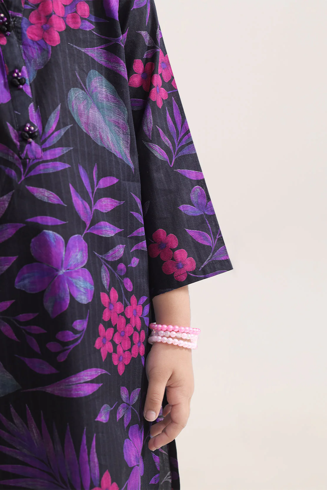 Printed Self Strip Lawn Stitched Shirt For Kids - Image 4