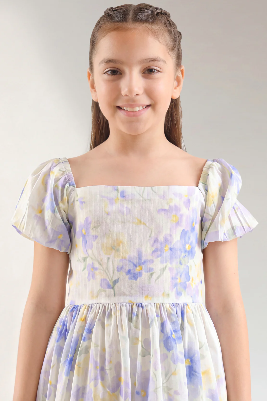 Printed Self Strip Lawn Stitched Shirt For Kids - Image 3