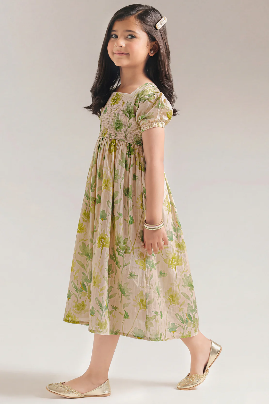 Printed Self Strip Lawn Stitched Shirt For Kids - Image 2