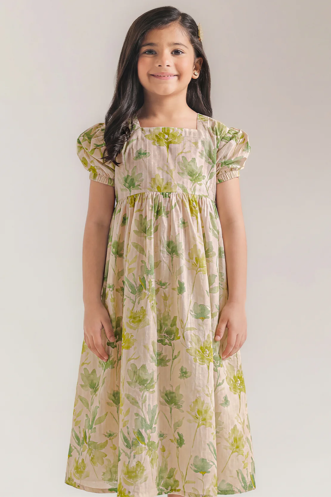 Printed Self Strip Lawn Stitched Shirt For Kids - Image 3