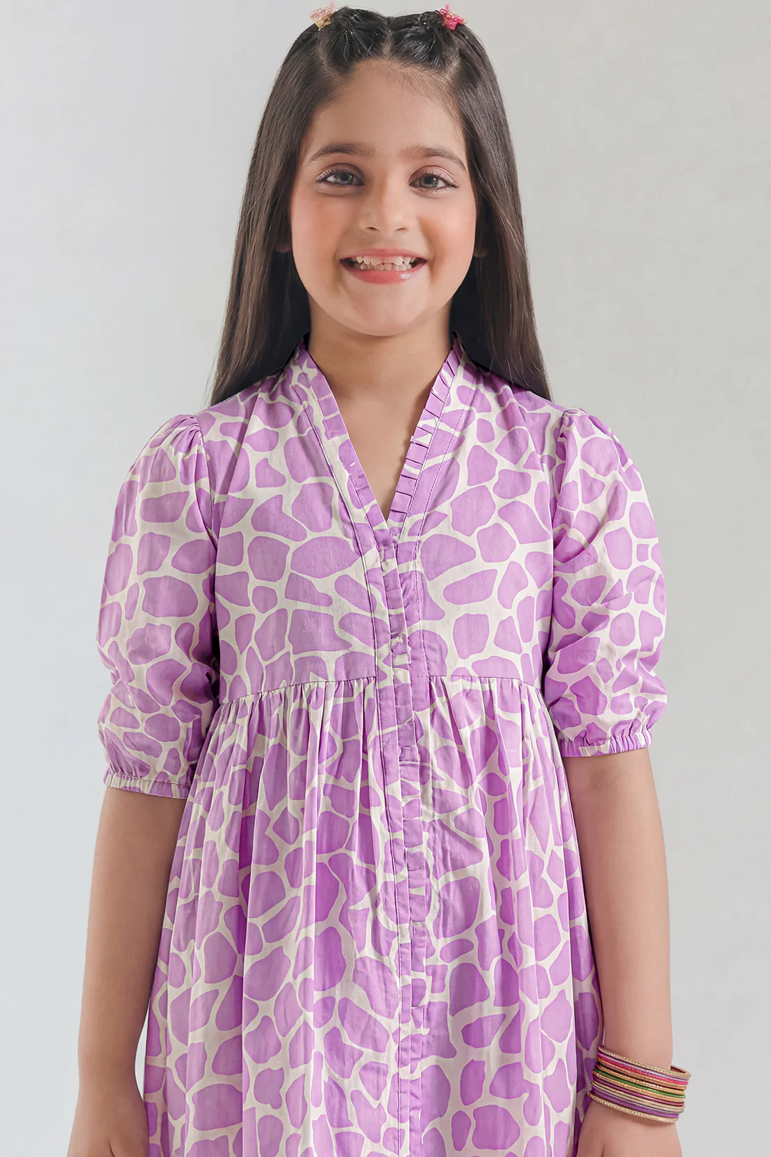 Printed Self Strip Lawn Stitched Shirt For Kids - Image 2