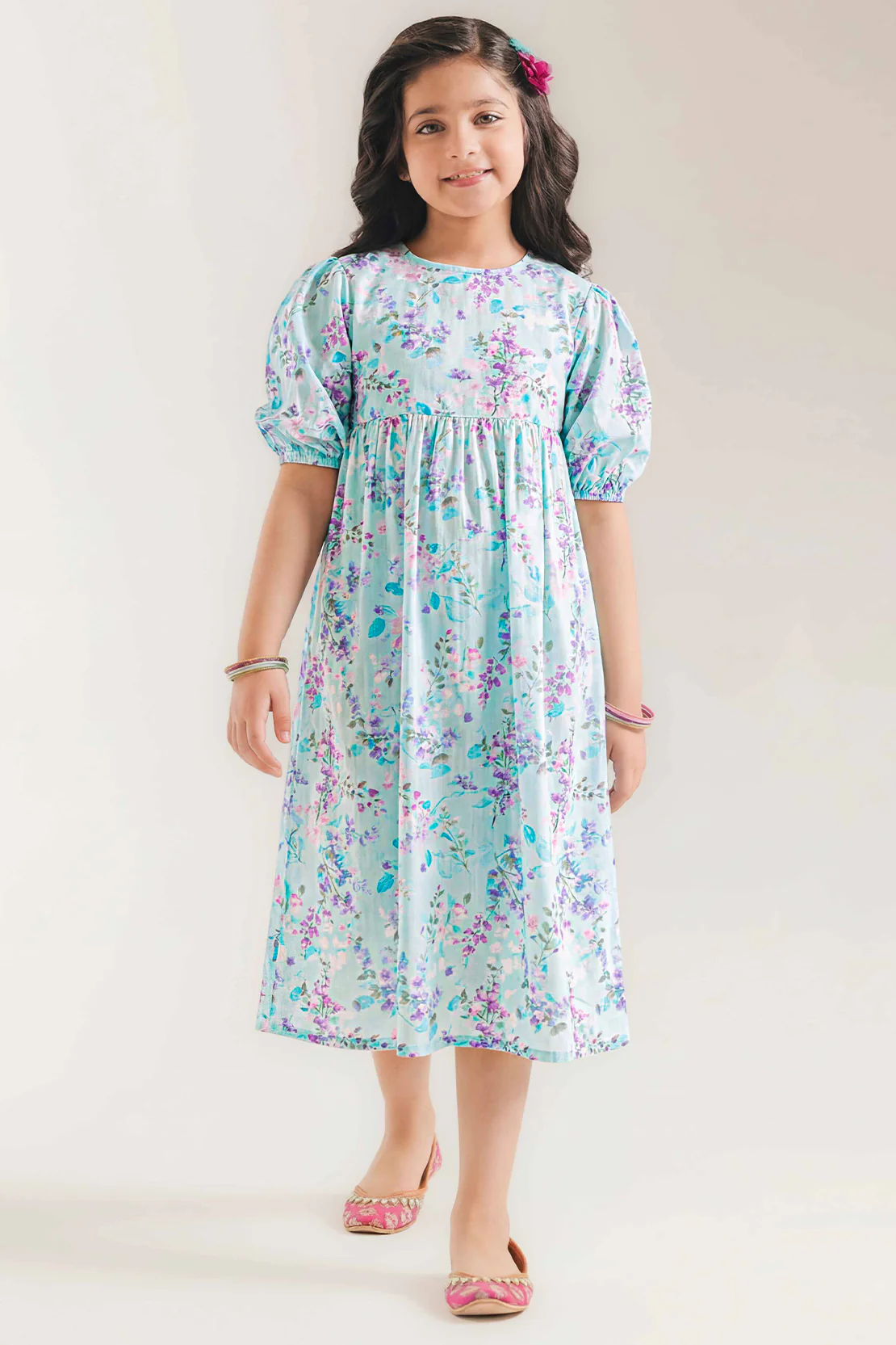 Printed Self Strip Lawn Stitched Shirt For Kids - Image 2