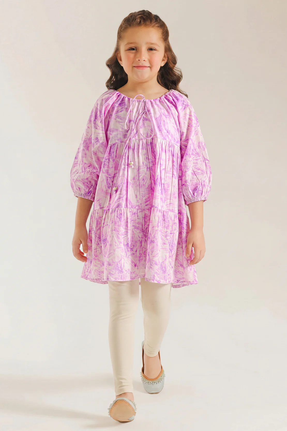 Printed Self Strip Lawn Stitched Shirt For Kids