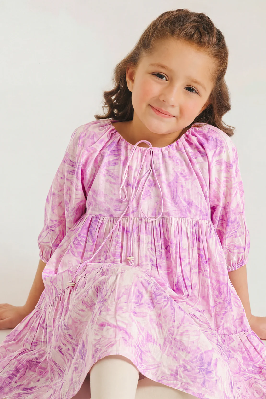 Printed Self Strip Lawn Stitched Shirt For Kids - Image 2