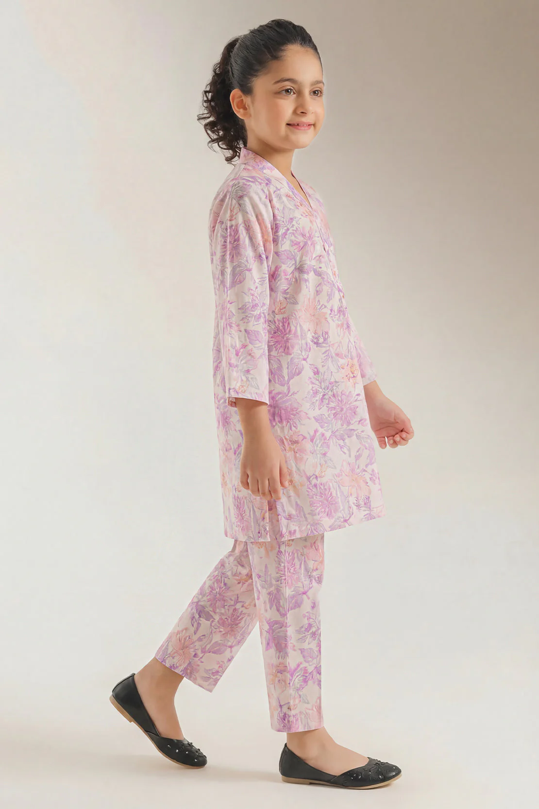Printed Self Strip Lawn Stitched Shirt For Kids - Image 2