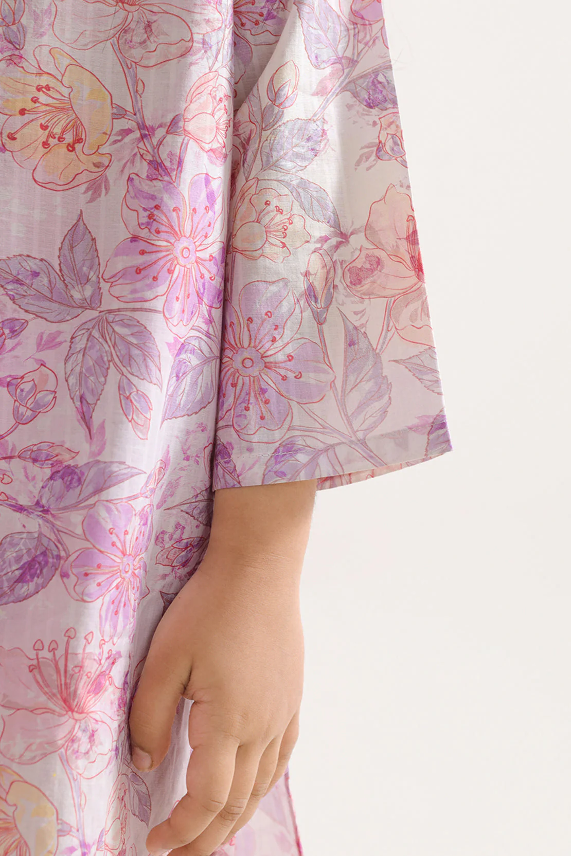 Printed Self Strip Lawn Stitched Shirt For Kids - Image 5