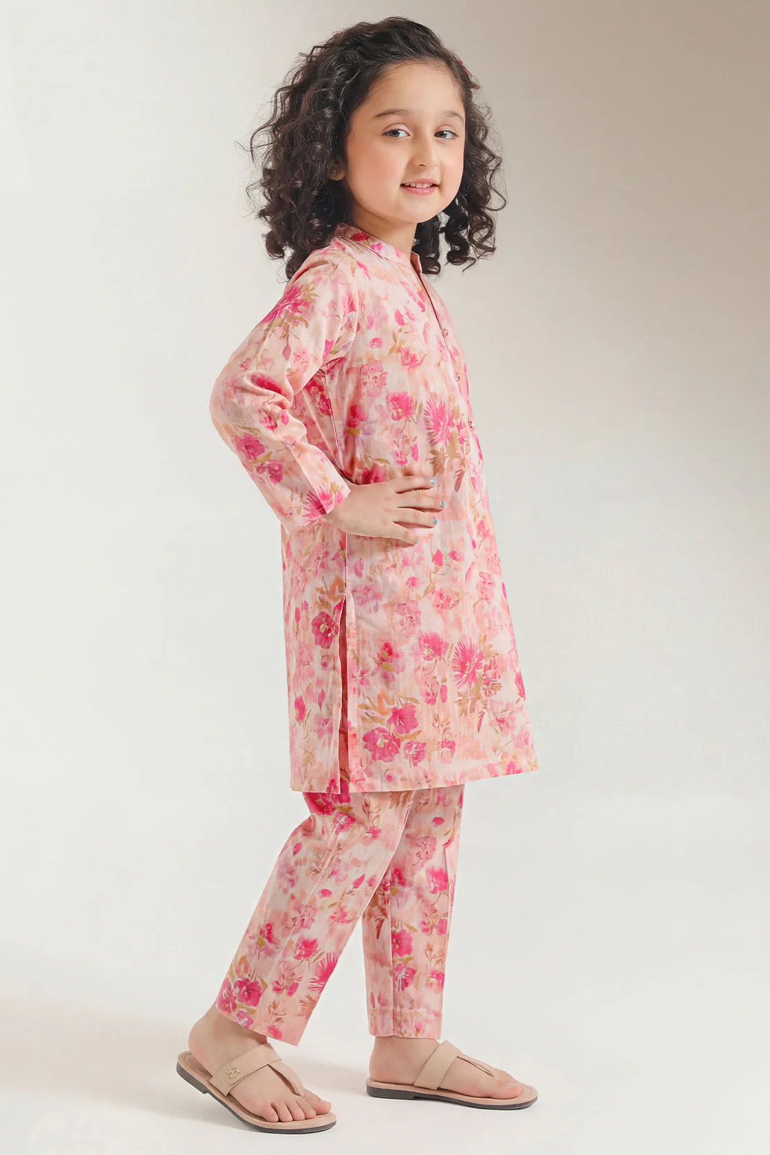 Printed Self Strip Lawn Stitched Shirt For Kids - Image 2