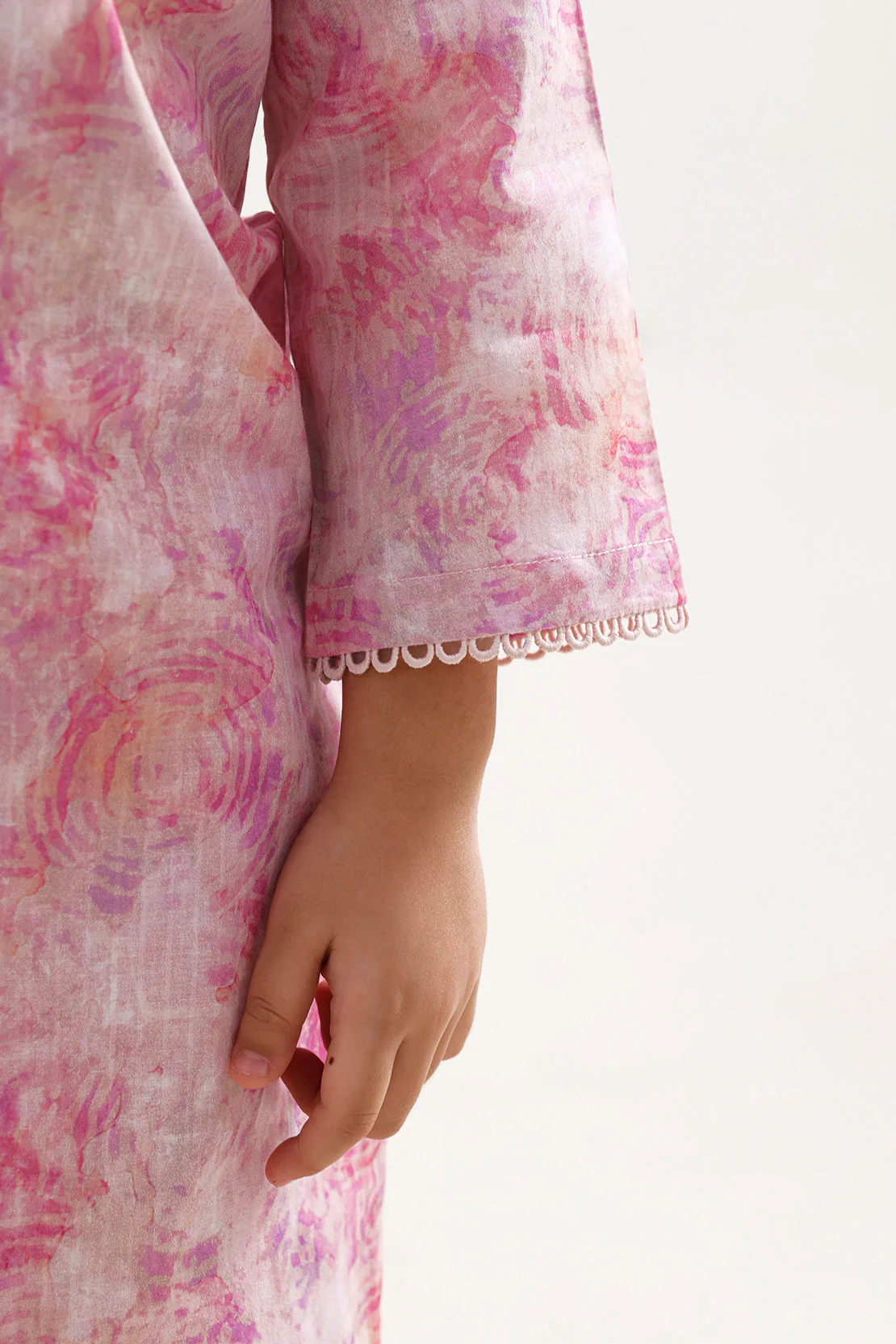 Printed Self Strip Lawn Stitched Shirt For Kids - Image 3