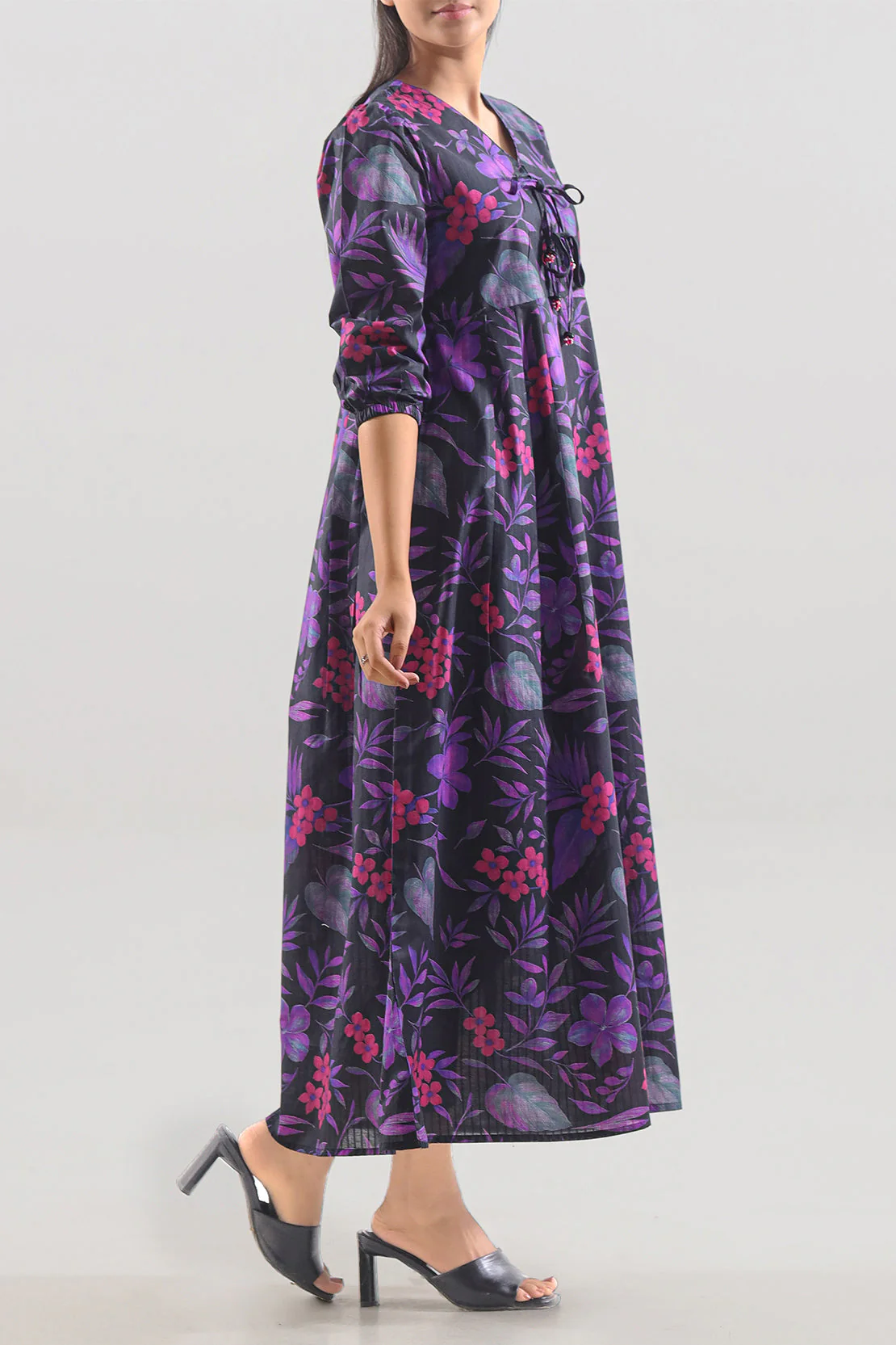 Printed Self Strip Lawn Stitched Shirt - Image 3