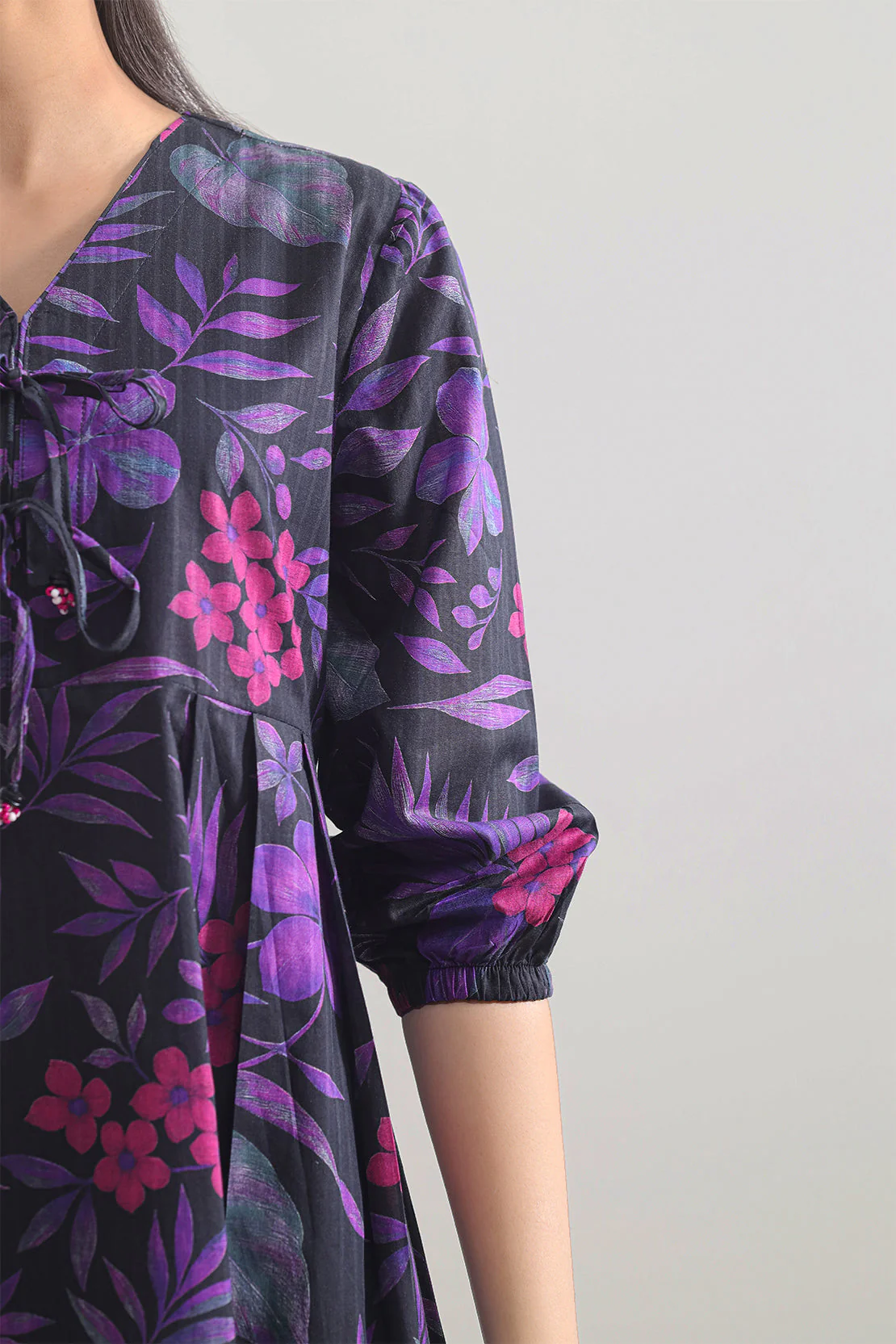 Printed Self Strip Lawn Stitched Shirt - Image 5
