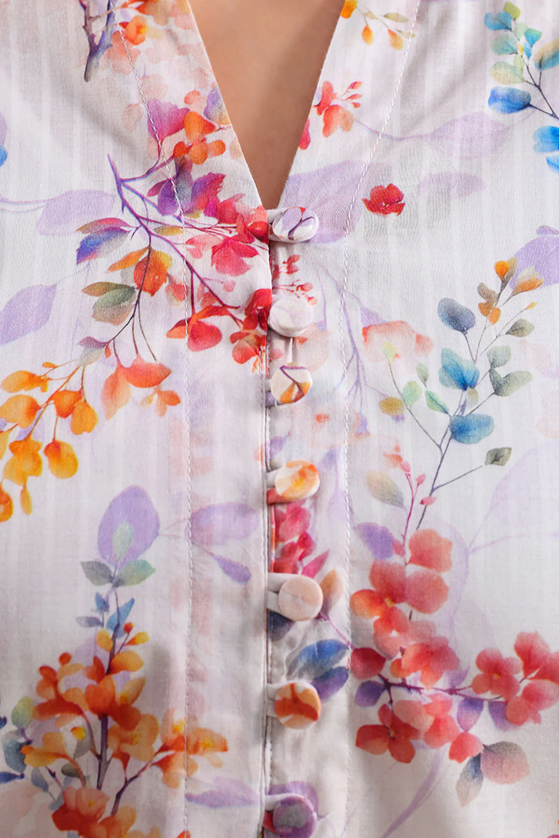 Printed Self Strip Lawn Stitched Shirt - Image 3