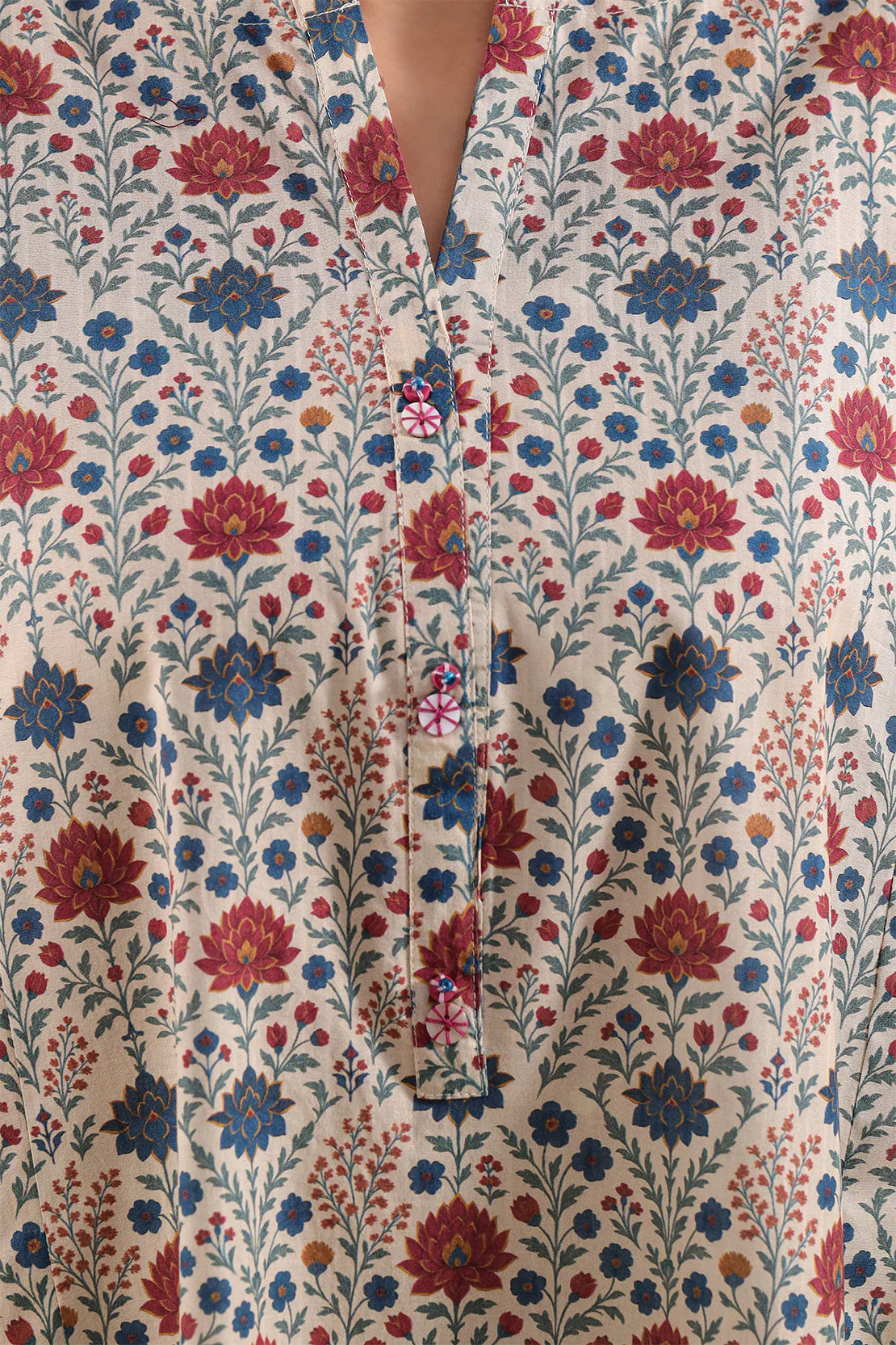Printed Self Strip Lawn Stitched Shirt - Image 3