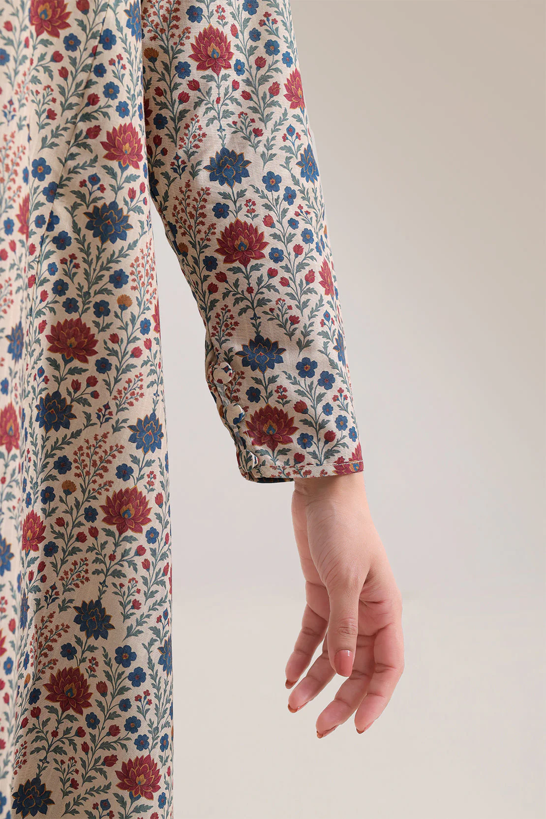 Printed Self Strip Lawn Stitched Shirt - Image 4