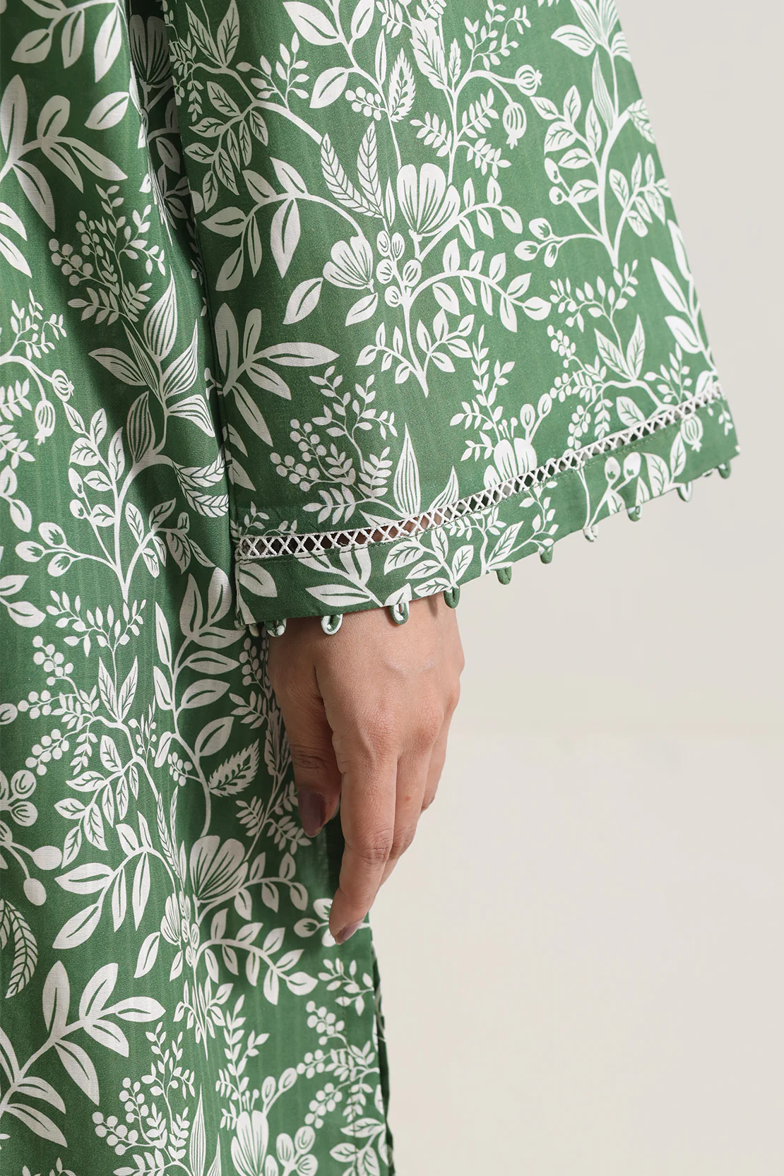 Printed Self Strip Lawn Stitched Shirt - Image 4