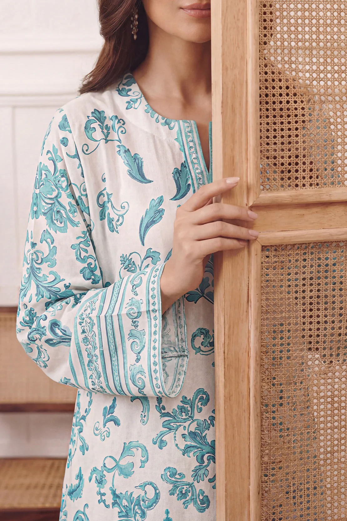 Printed Kaftaan Shamose Silk Stitched Dress - Image 4