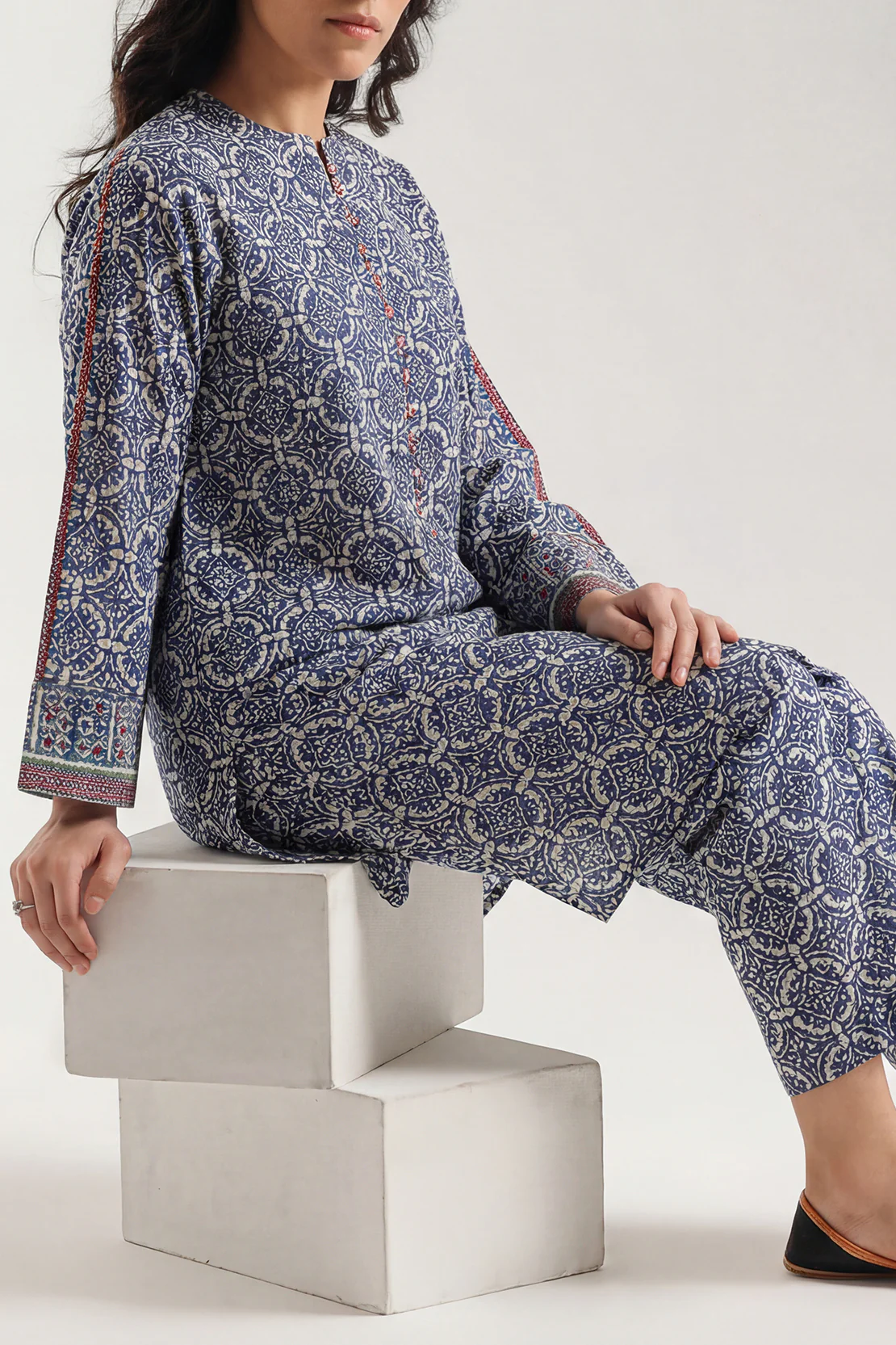 Printed Silk Touch Stitched 2 Piece (Shirt/Trouser) - Image 2