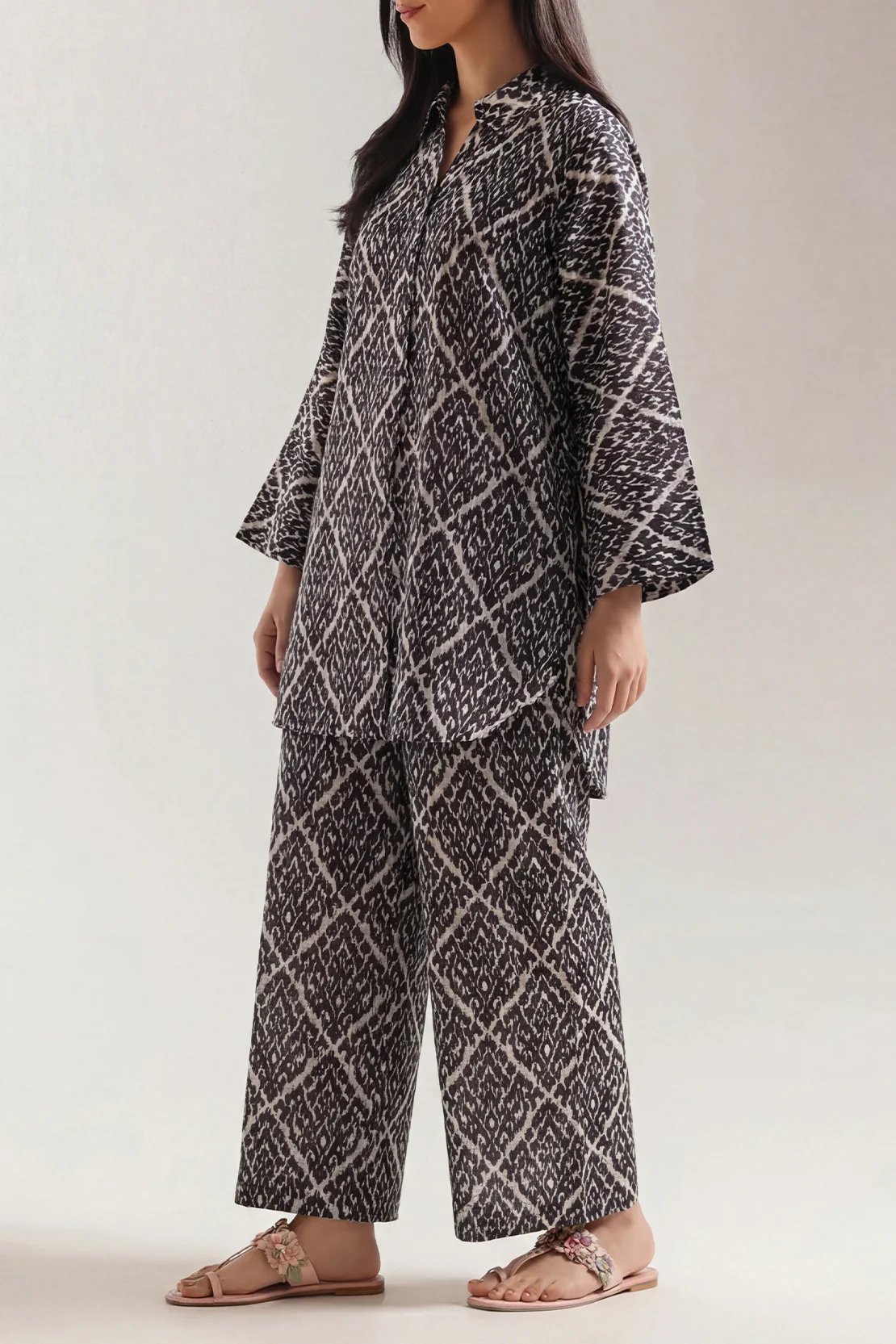 Printed Silk Touch Stitched 2 Piece (Shirt/Trouser) - Image 2