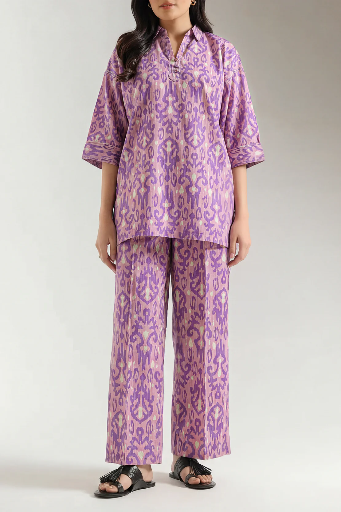 Printed Silk Touch Stitched 2 Piece (Shirt/Trouser) - Image 2