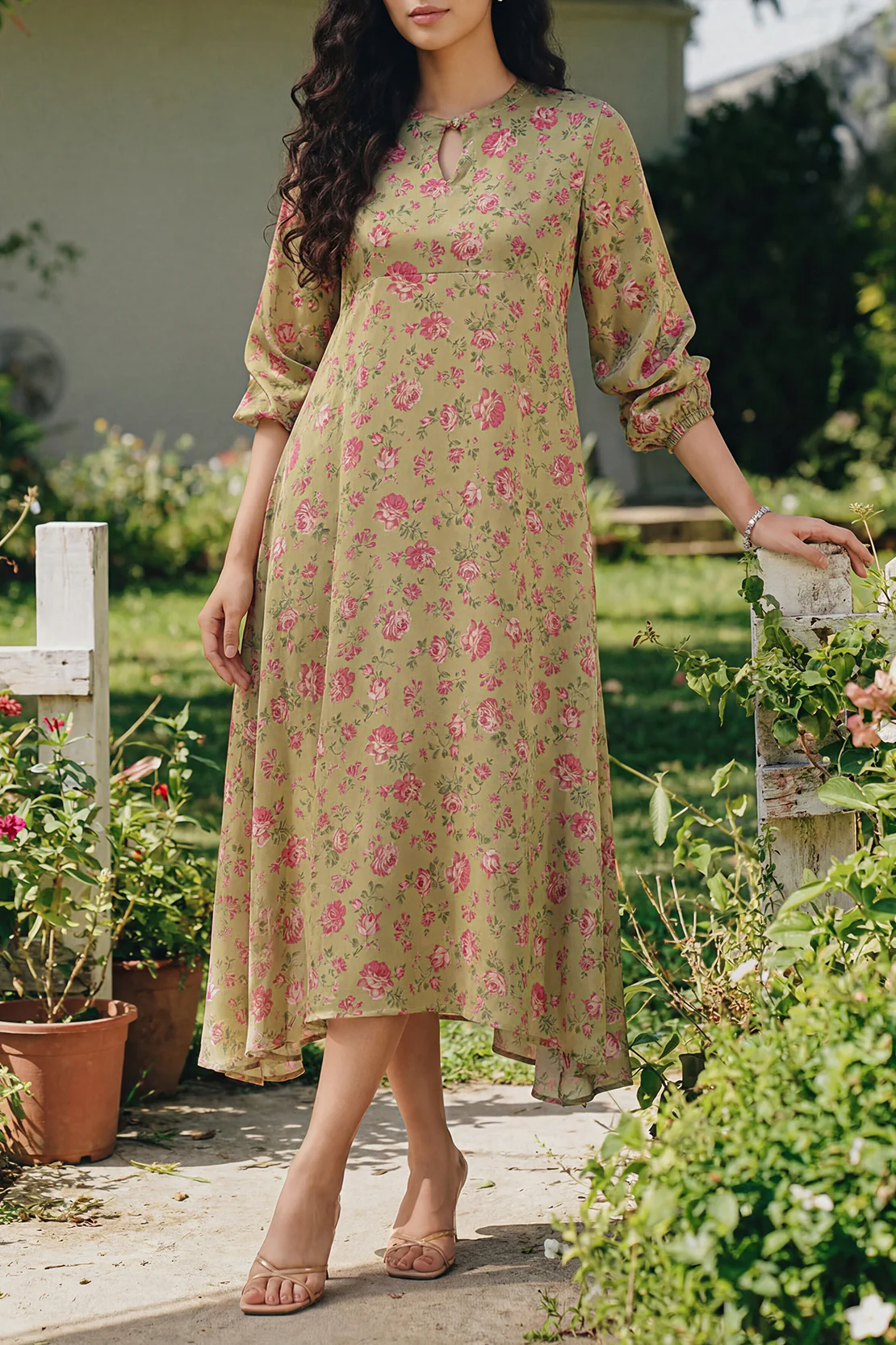 Printed Silk Touch Stitched Dress