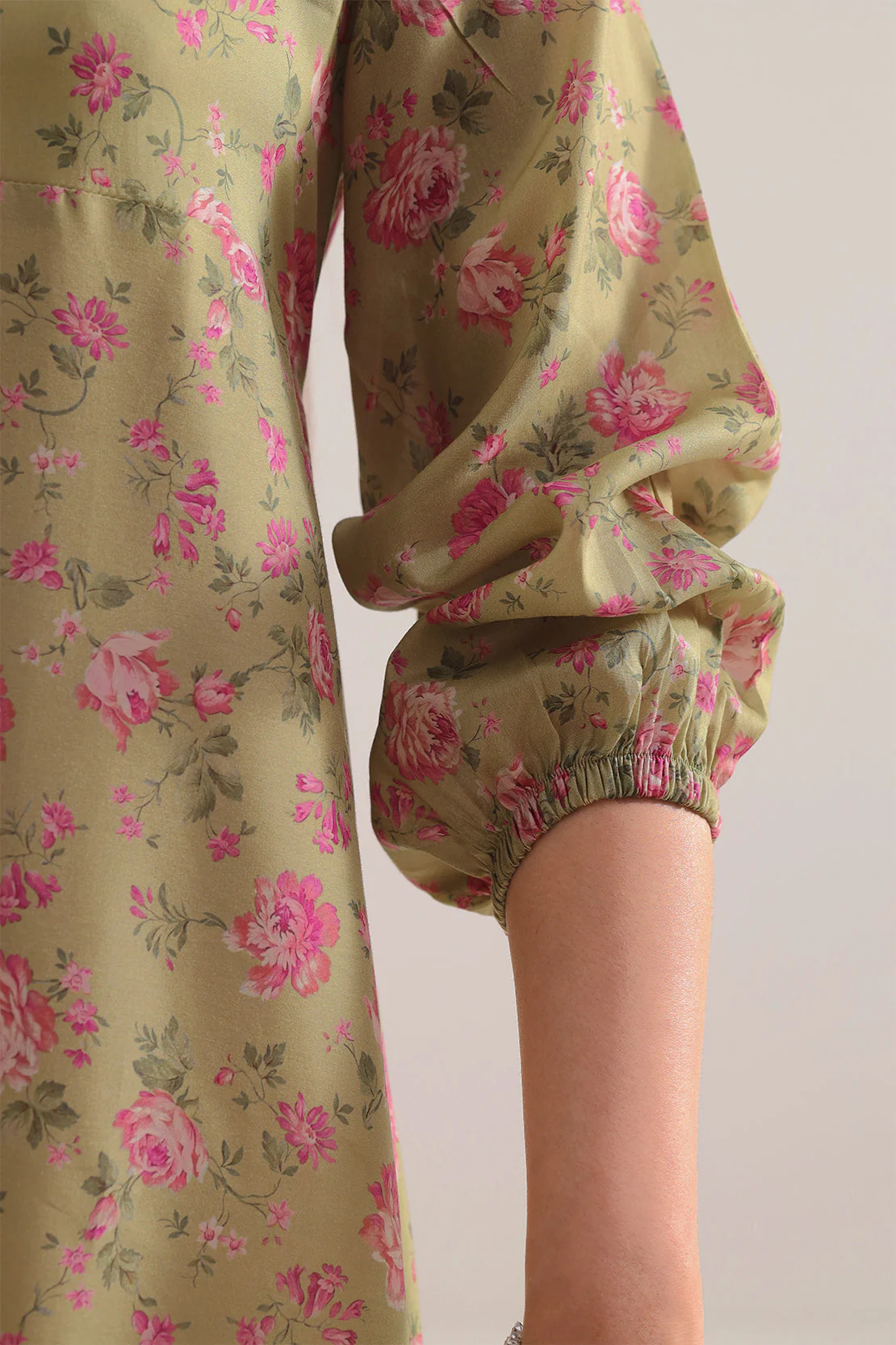 Printed Silk Touch Stitched Dress - Image 5