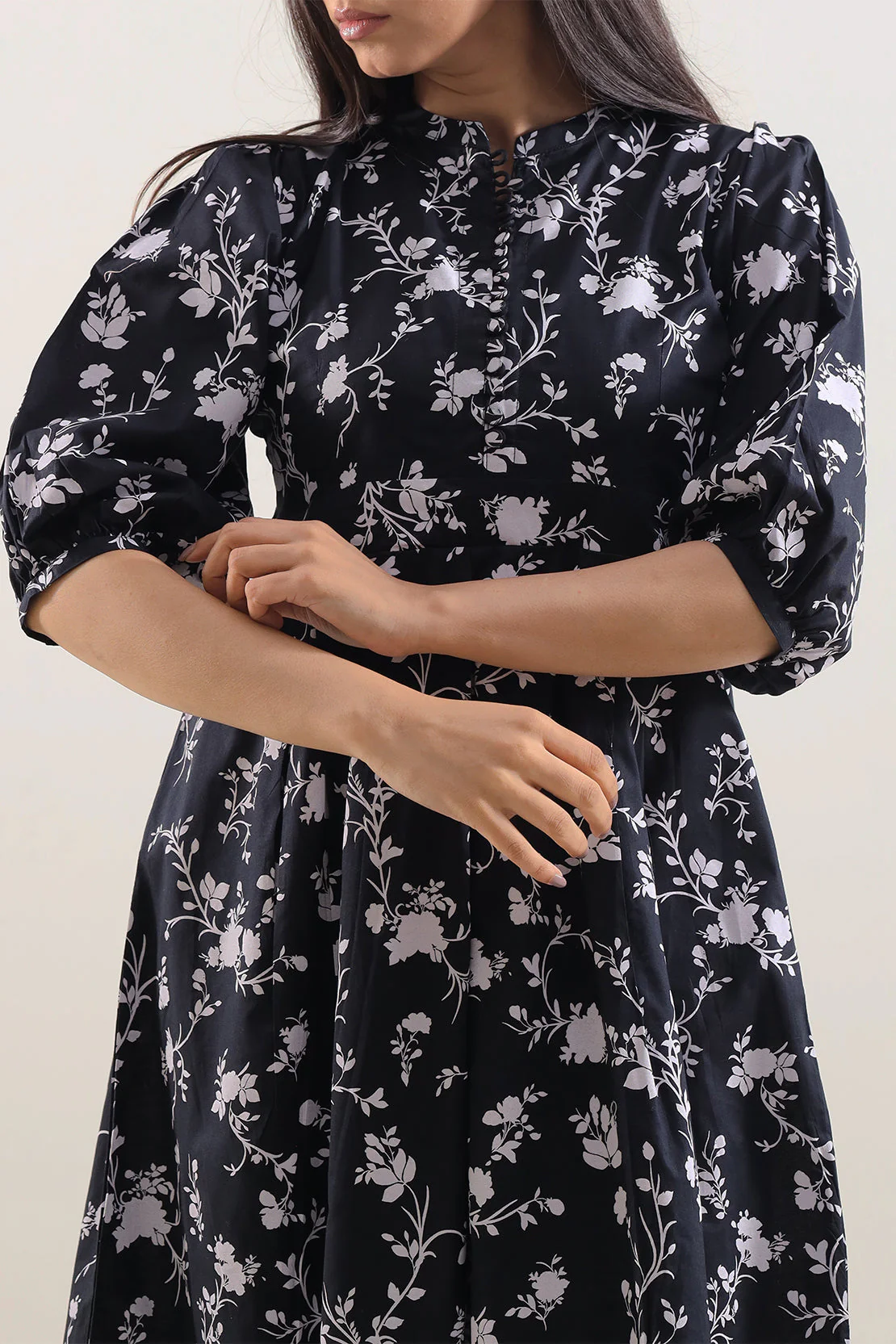 Printed Silk Touch Stitched Dress - Image 4