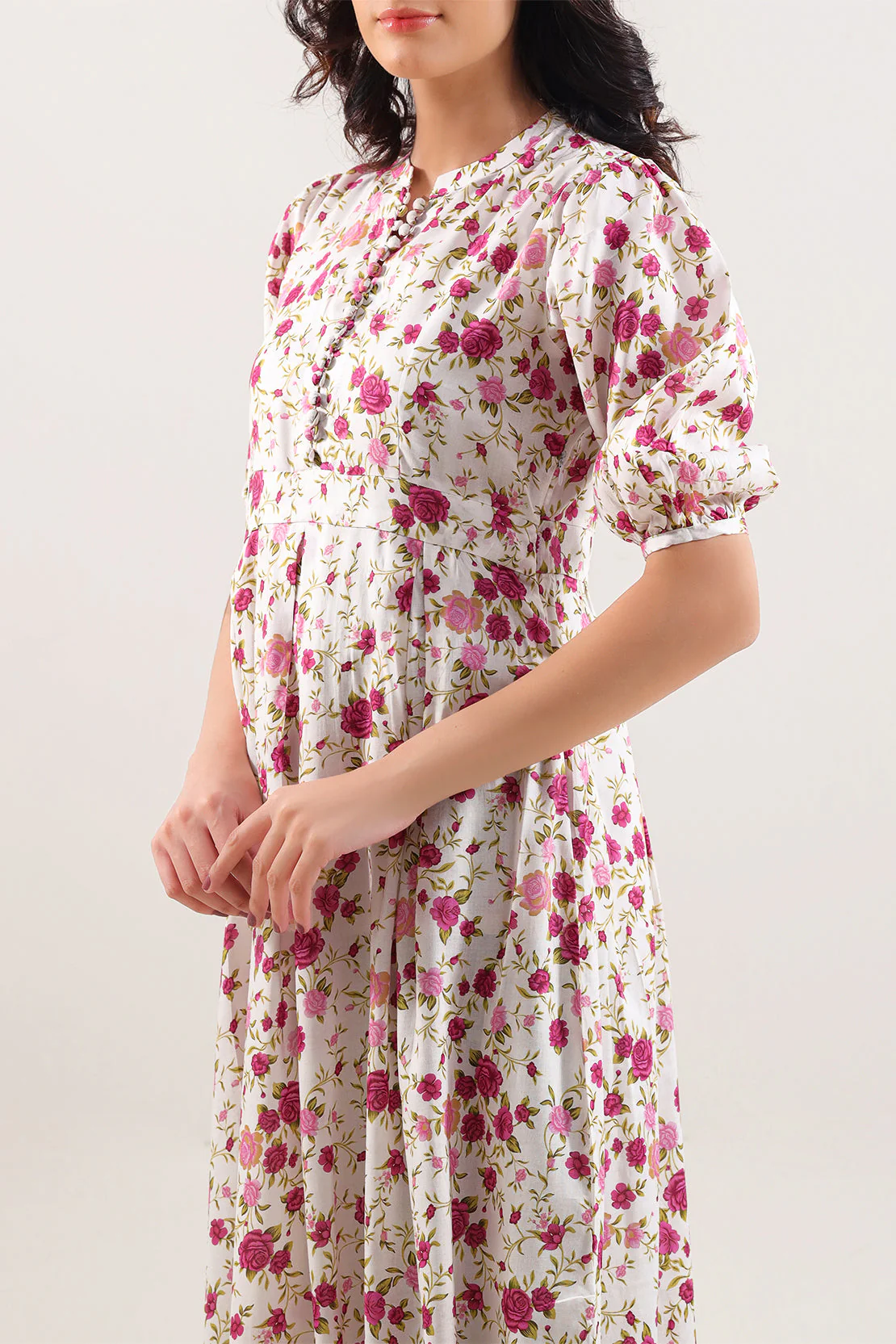 Printed Silk Touch Stitched Dress - Image 3