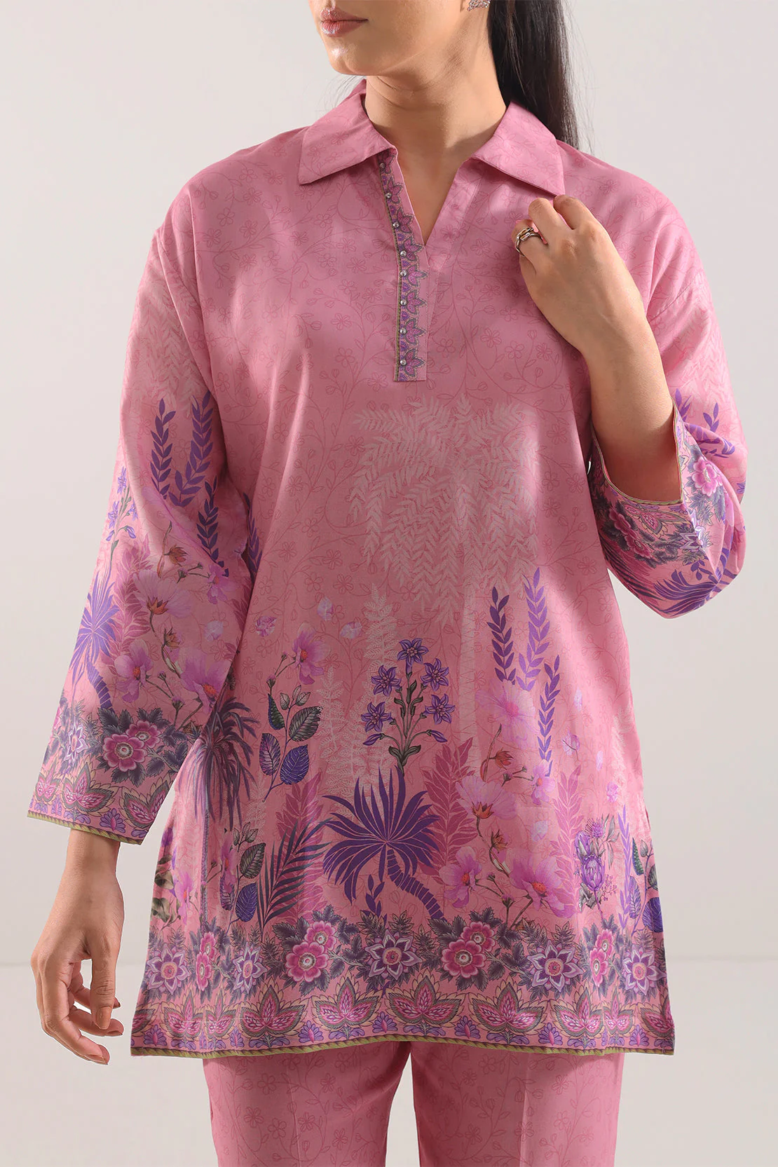 Printed Silk Touch Stitched Shirt - Image 2