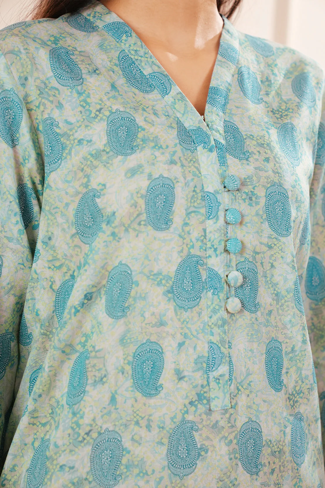 Printed Slub Cotton Stitched Shirt - Image 7