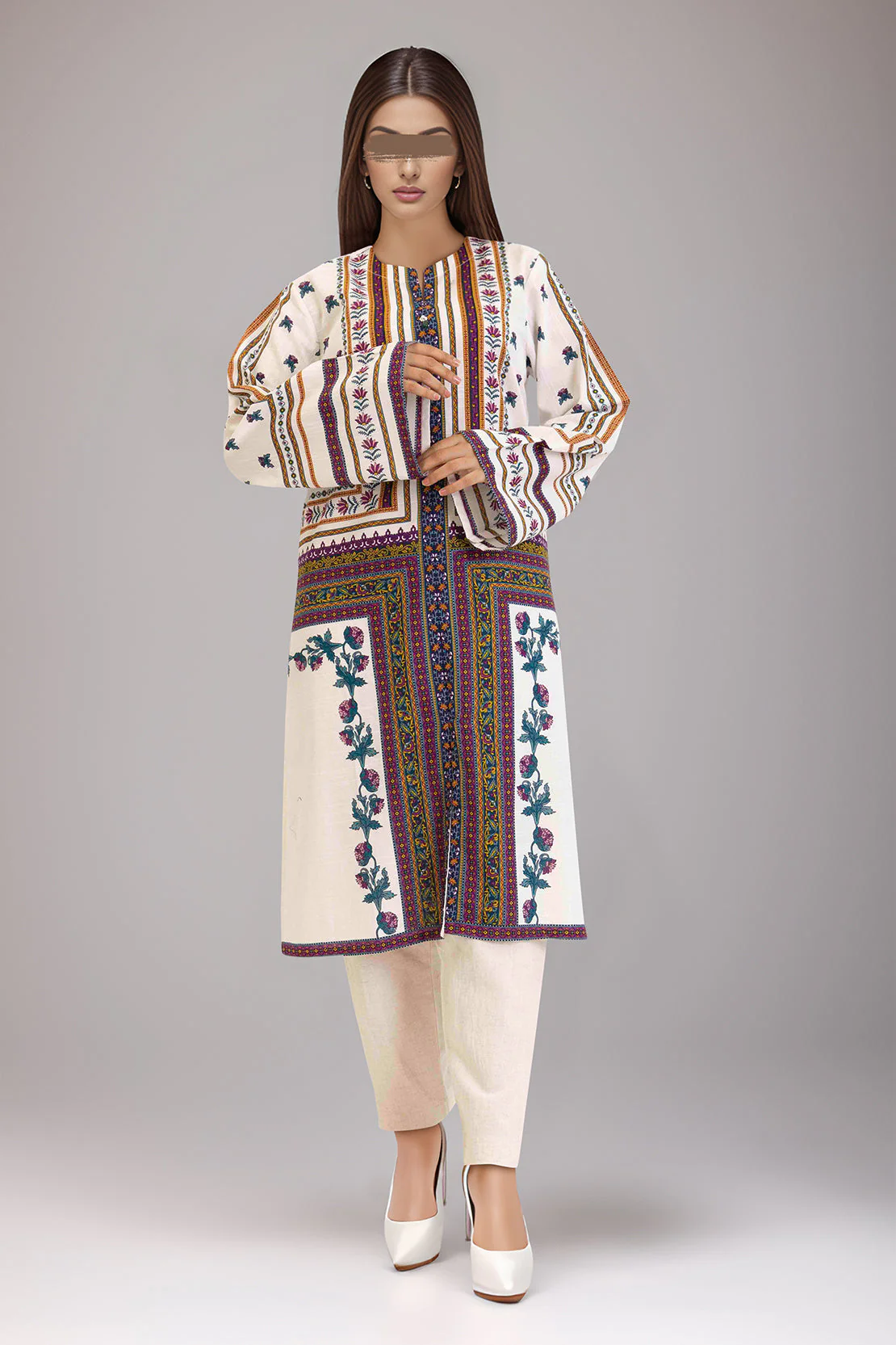 Printed Slub Cotton Stitched Shirt - Image 2