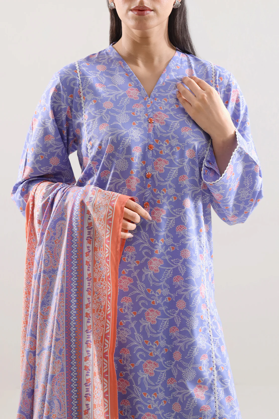 Printed Slub Cotton Stitched Shirt - Image 2
