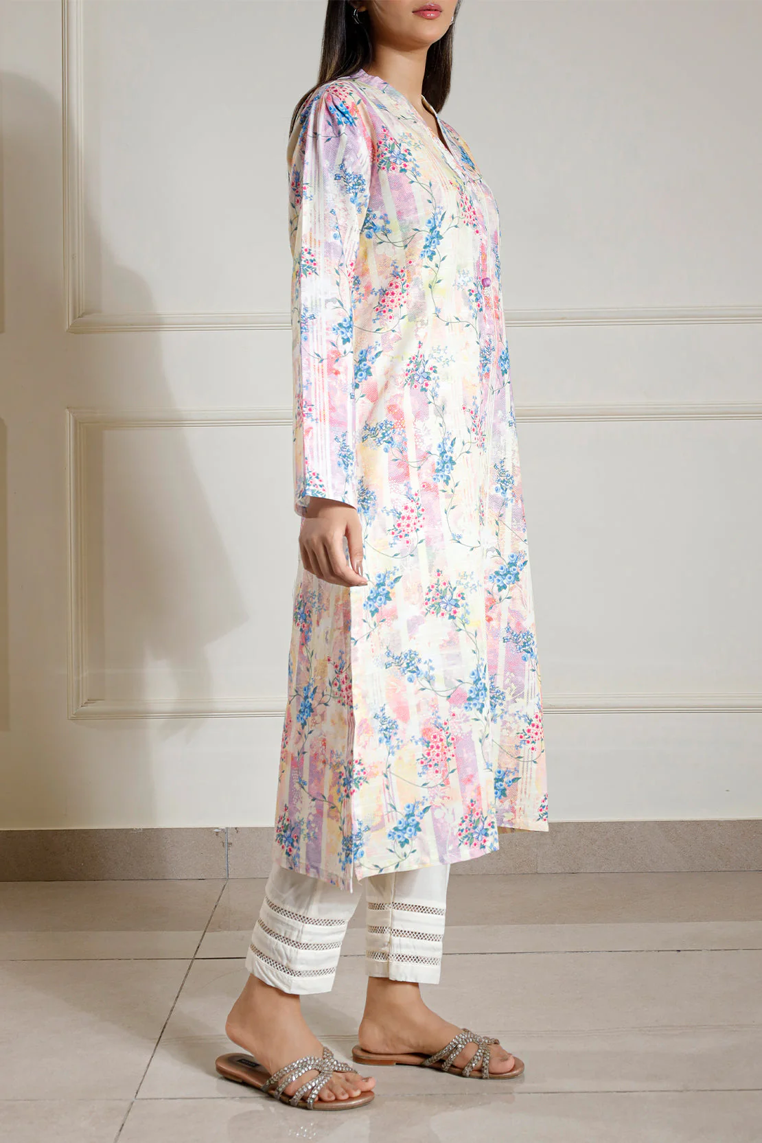 Printed Slub Cotton Stitched Shirt - Image 4