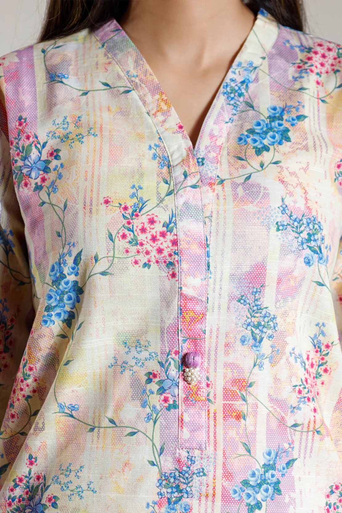 Printed Slub Cotton Stitched Shirt - Image 5