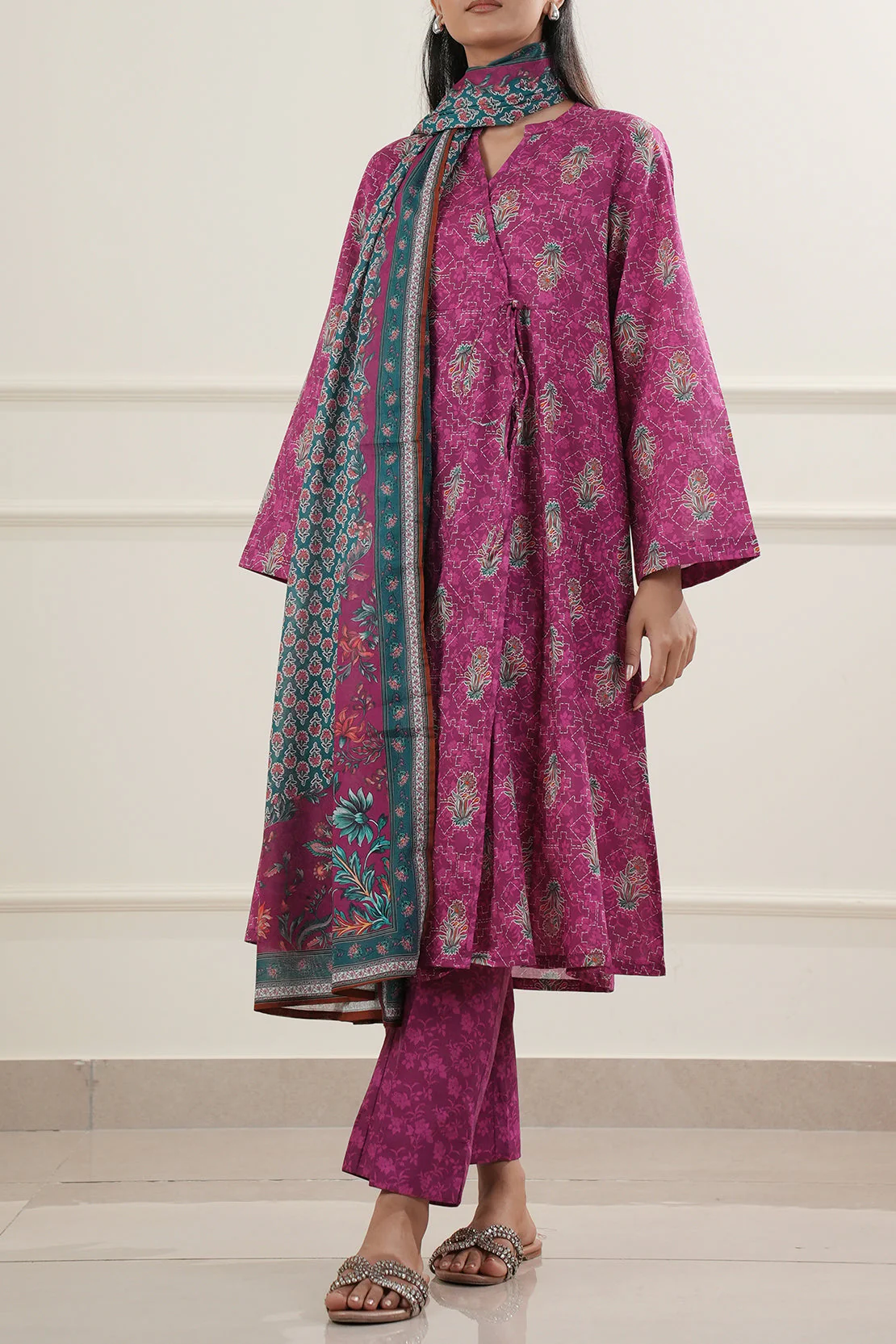 Printed Soft Touch Cotton Stitched 3 Piece - Image 3