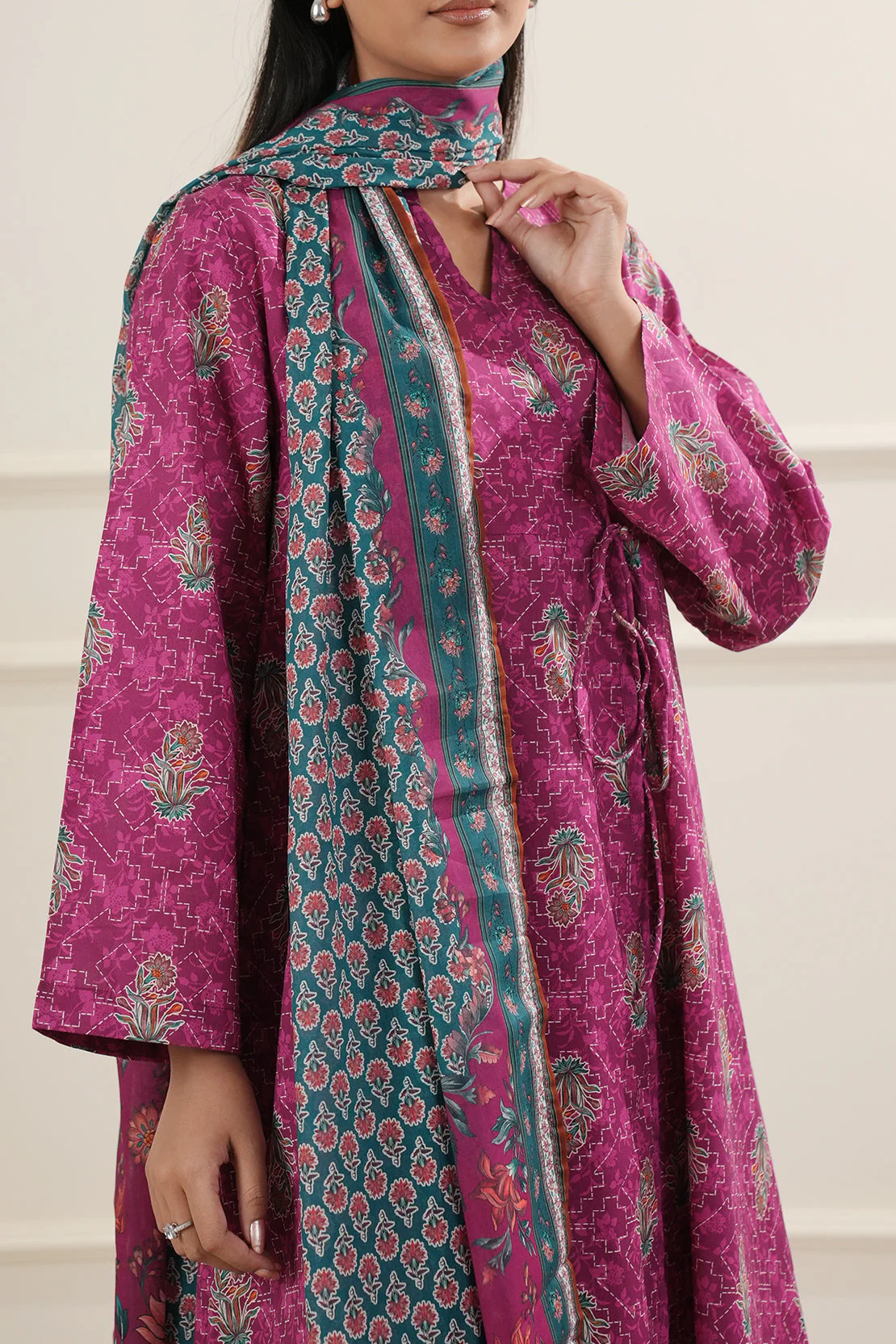 Printed Soft Touch Cotton Stitched 3 Piece - Image 6