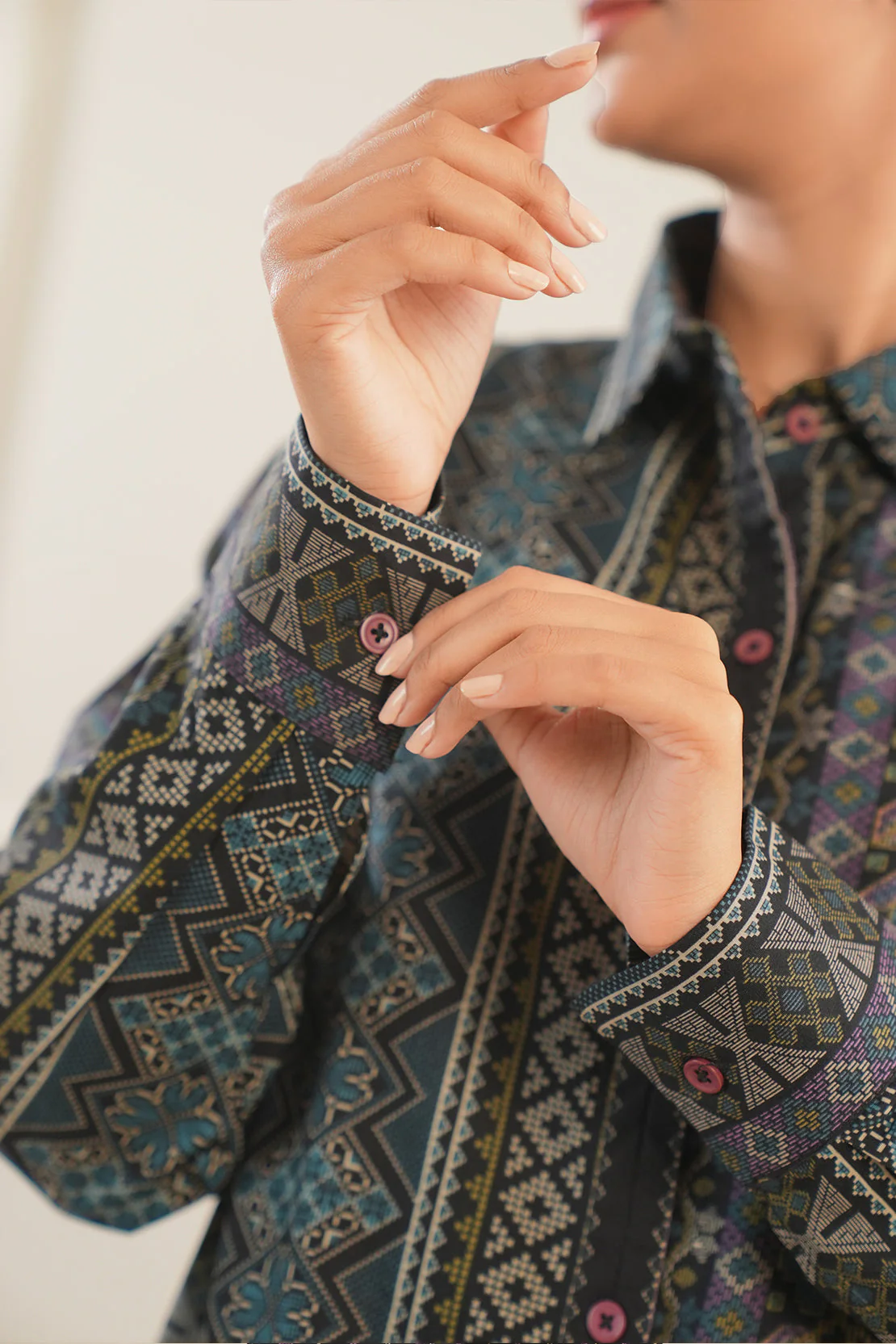 Printed Soft Touch Cotton Stitched Shirt & Bottom - Image 10