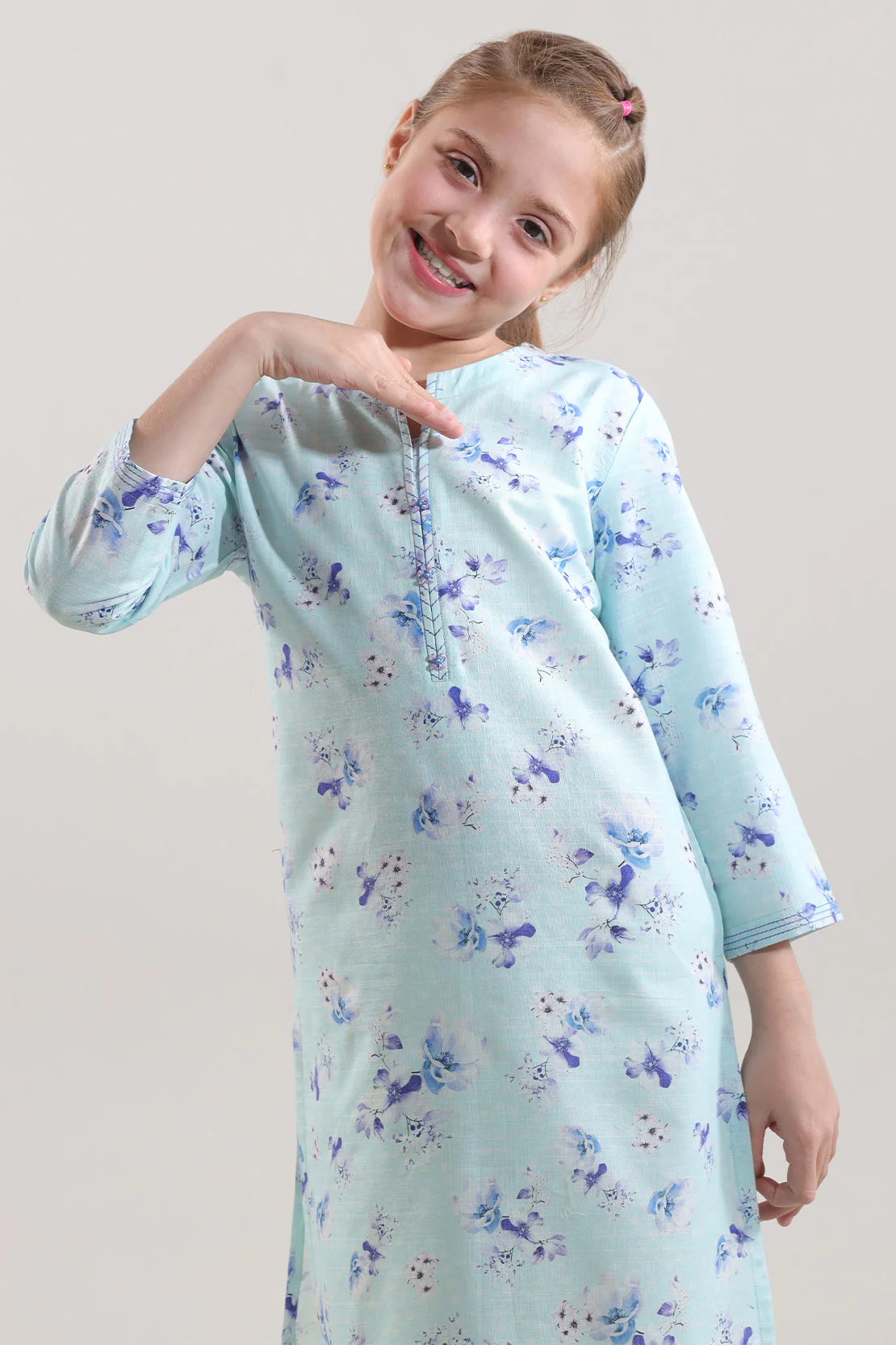 Printed Stitched Cambric Shirt For Kids - Image 2