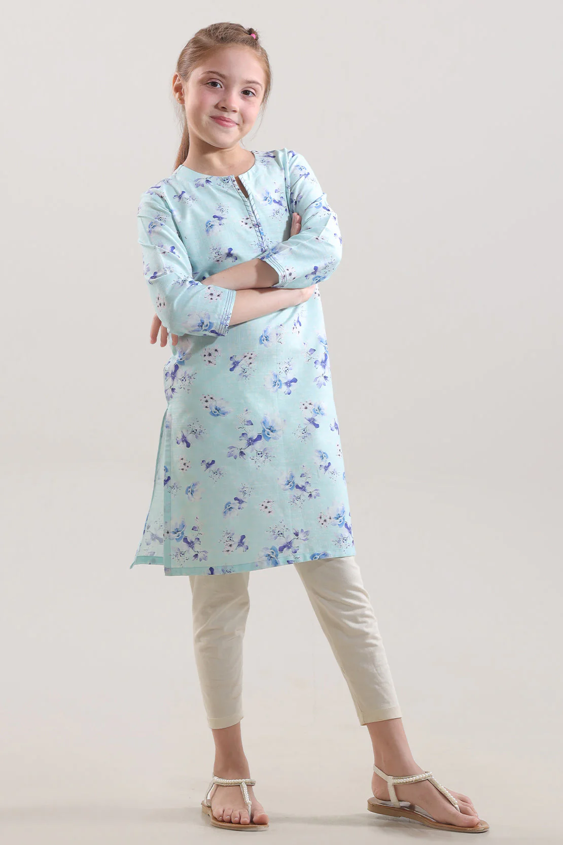 Printed Stitched Cambric Shirt For Kids - Image 3