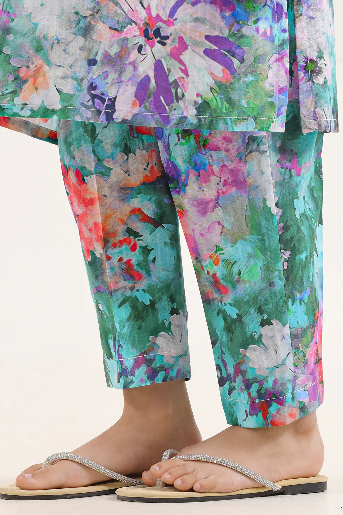 Printed Strip Lawn Pant For Kids