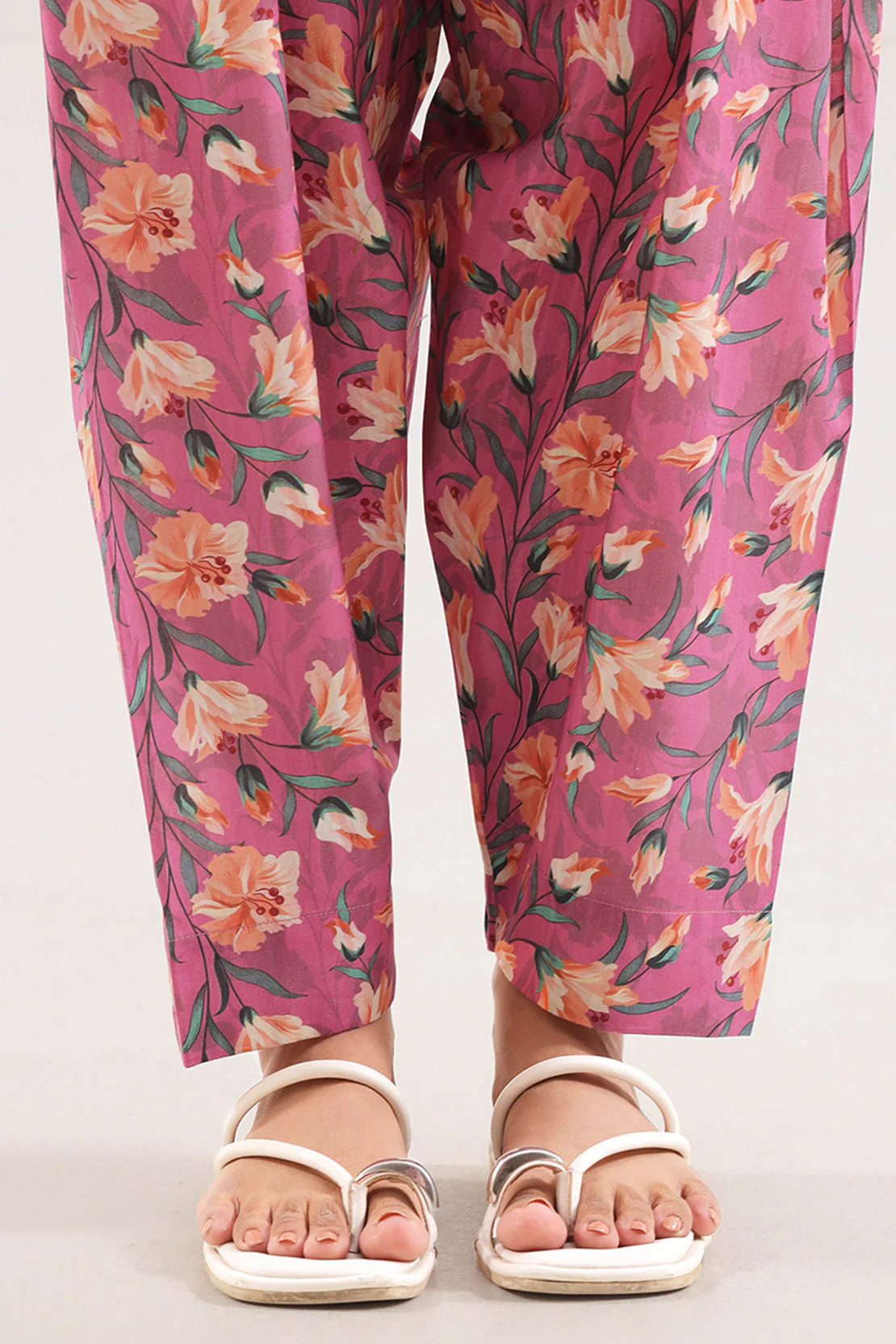 Printed Strip Lawn Pants