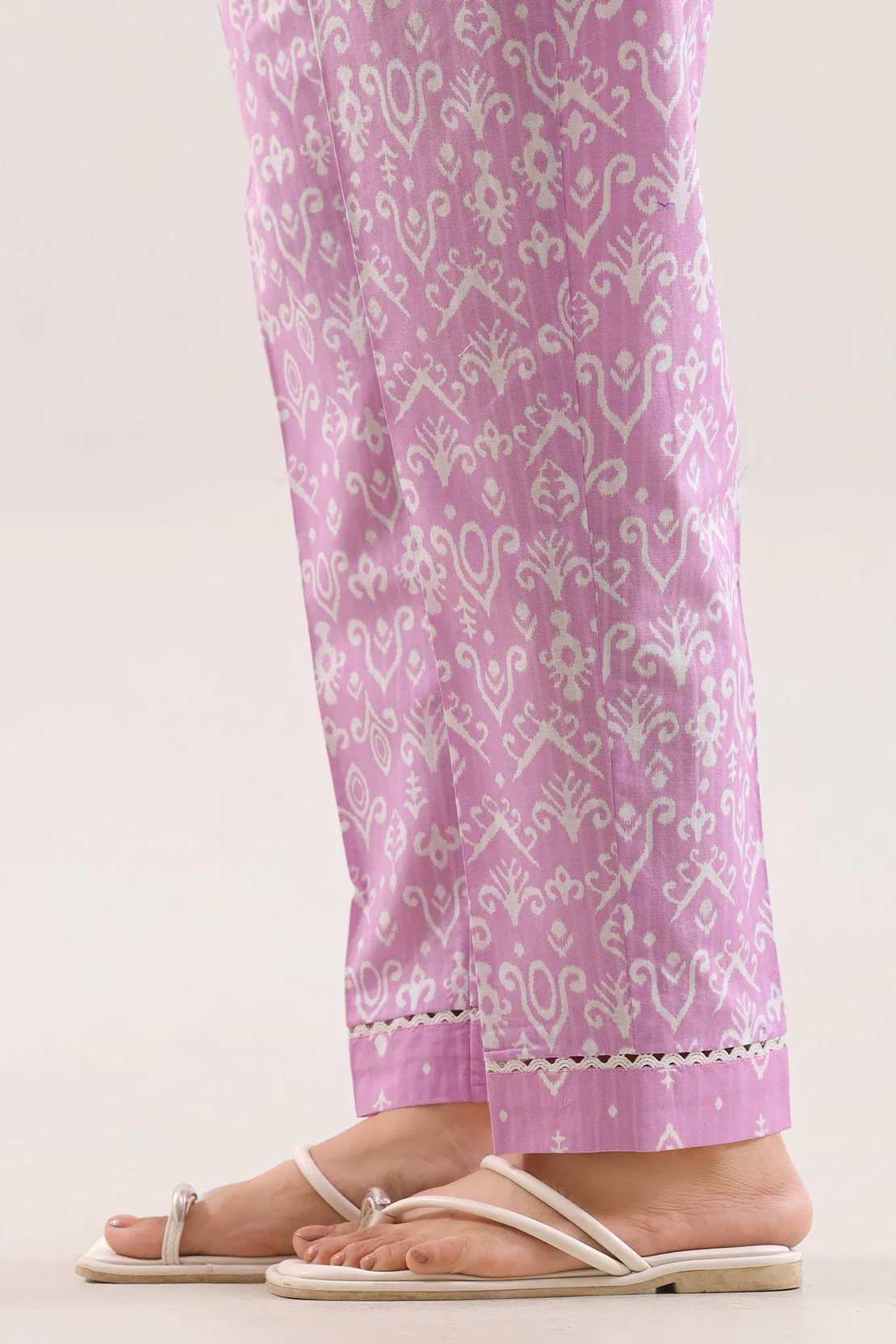 Printed Strip Lawn Pants - Image 2