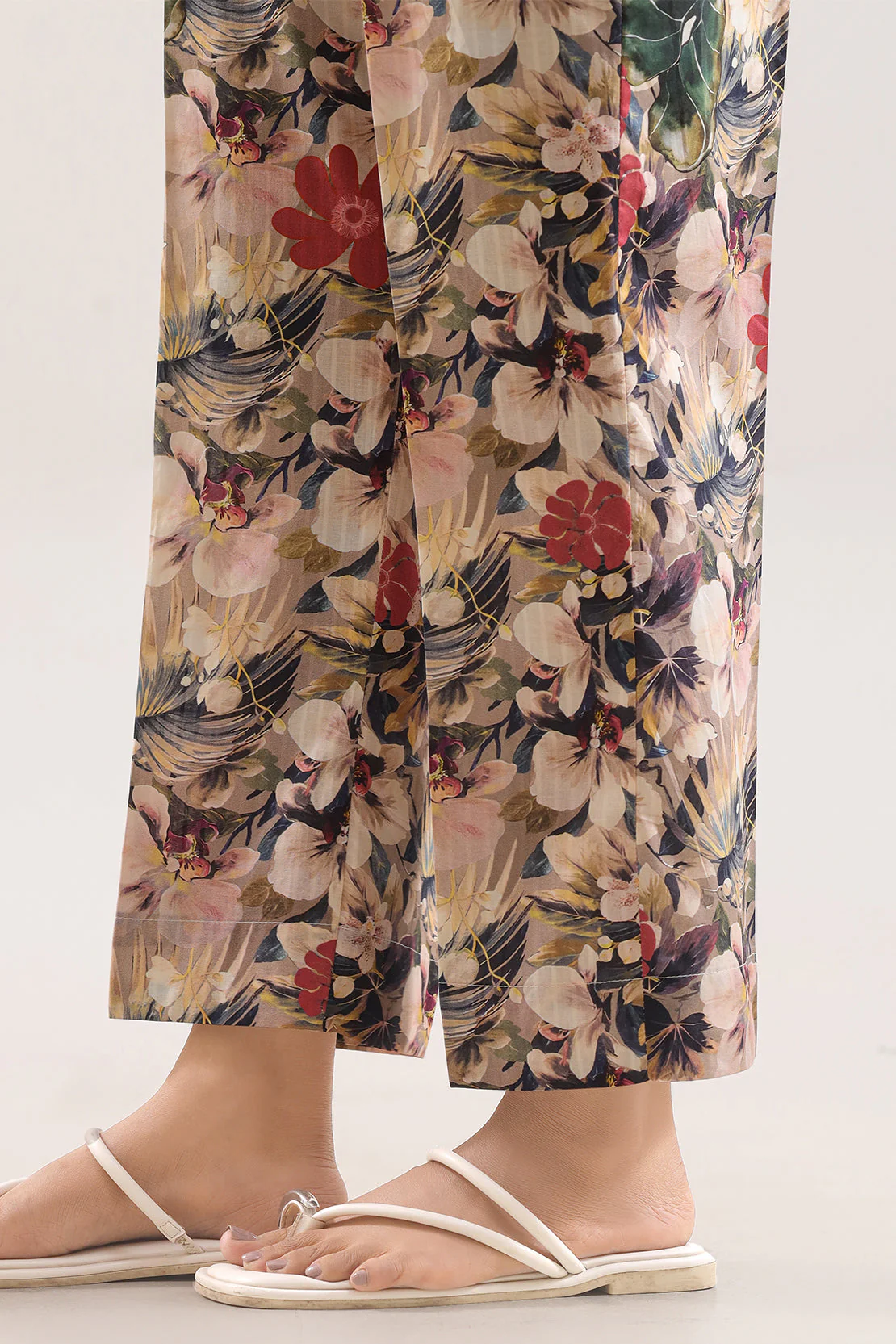 Printed Strip Lawn Pants