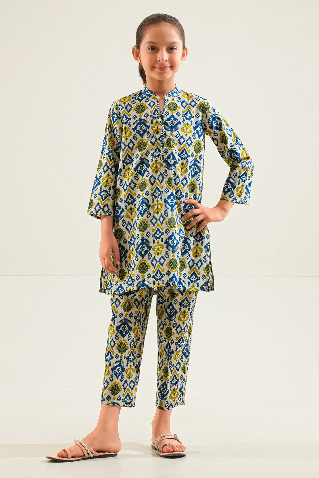 Printed Strip Lawn Stitched Shirt For Kids