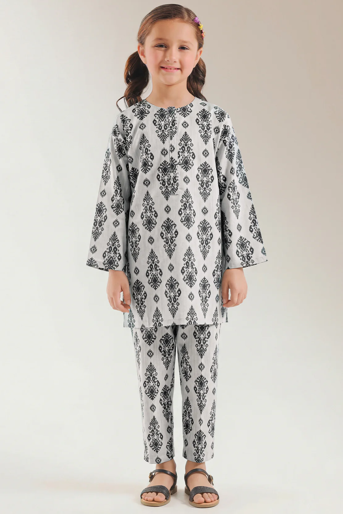 Printed Strip Lawn Stitched 2 Piece (Shirt/Trouser) For Kids