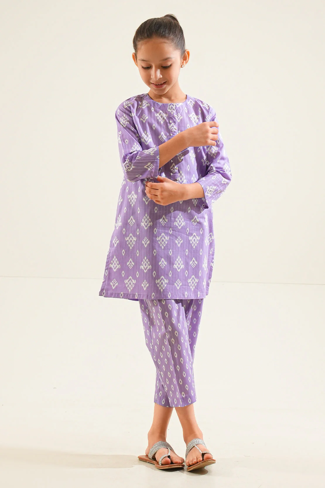 Printed Strip Lawn Stitched 2 Piece (Shirt/Trouser) For Kids - Image 2