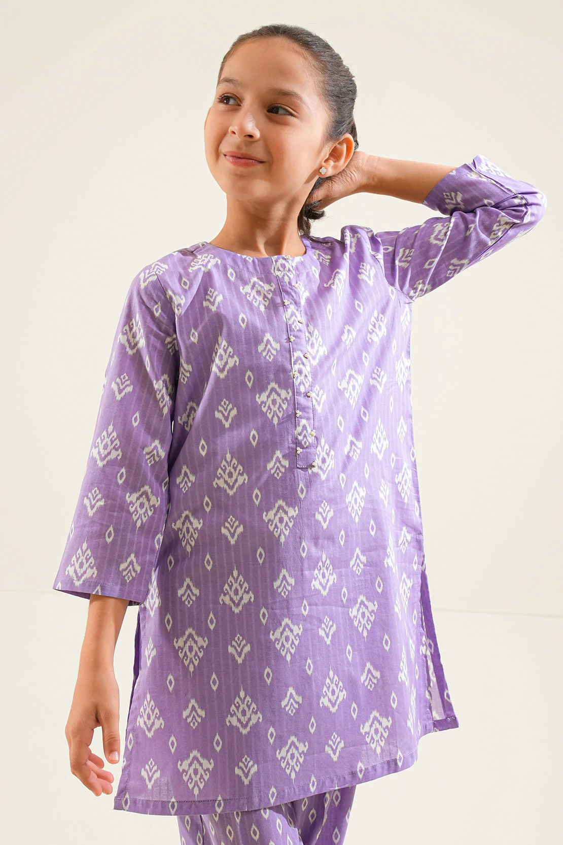 Printed Strip Lawn Stitched 2 Piece (Shirt/Trouser) For Kids - Image 5