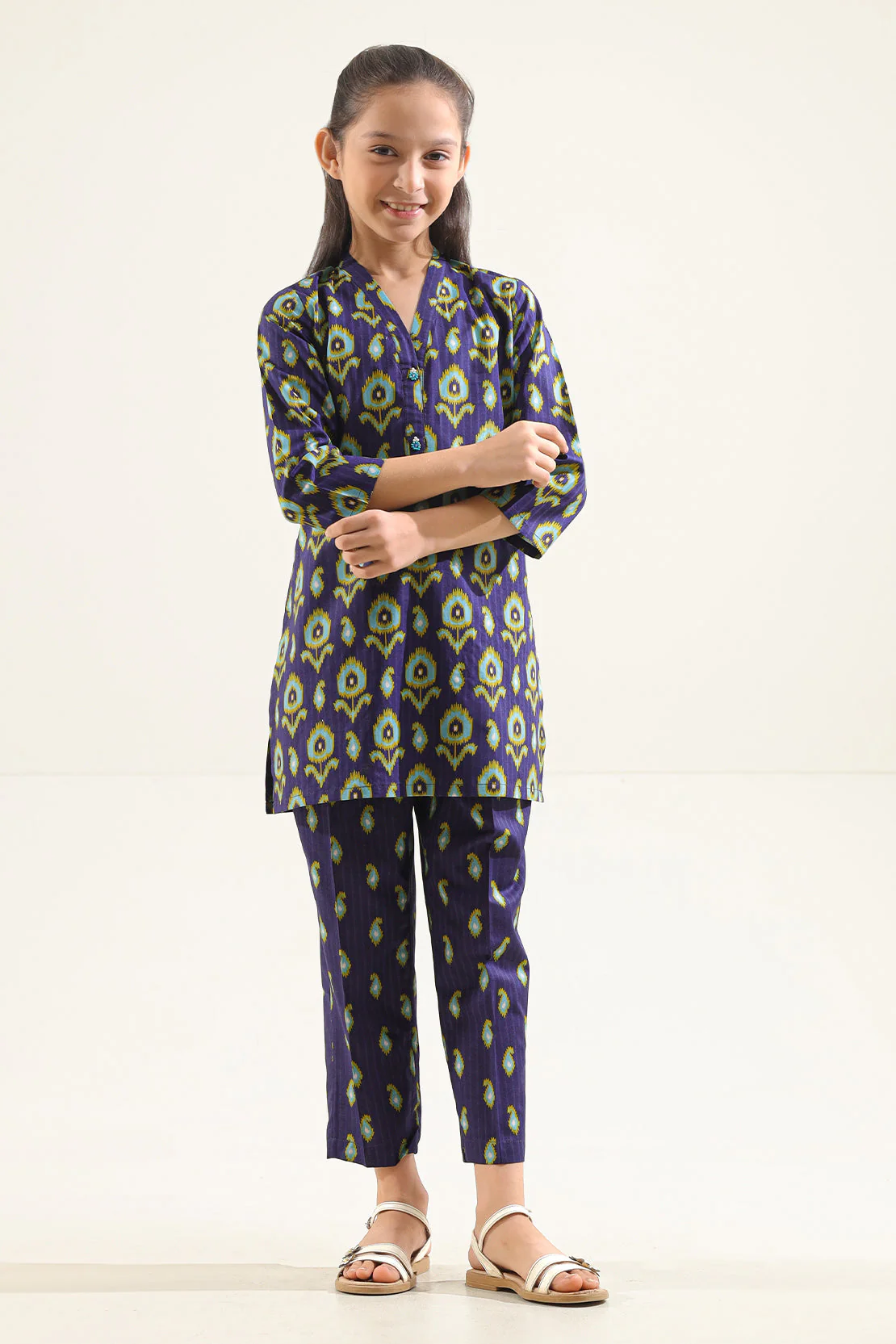 Printed Strip Lawn Stitched 2 Piece (Shirt/Trouser)  For Kids - Image 2