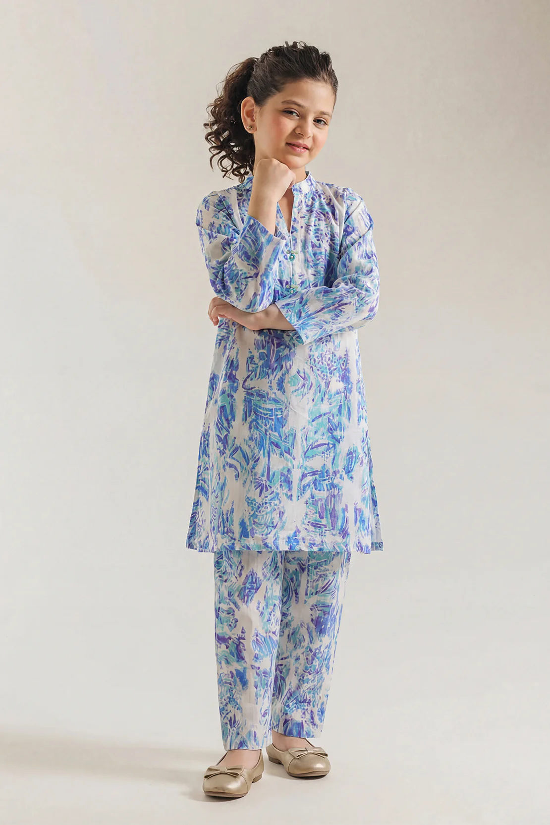 Printed Strip Lawn Stitched 2 Piece (Shirt/Trouser) For Kids - Image 3